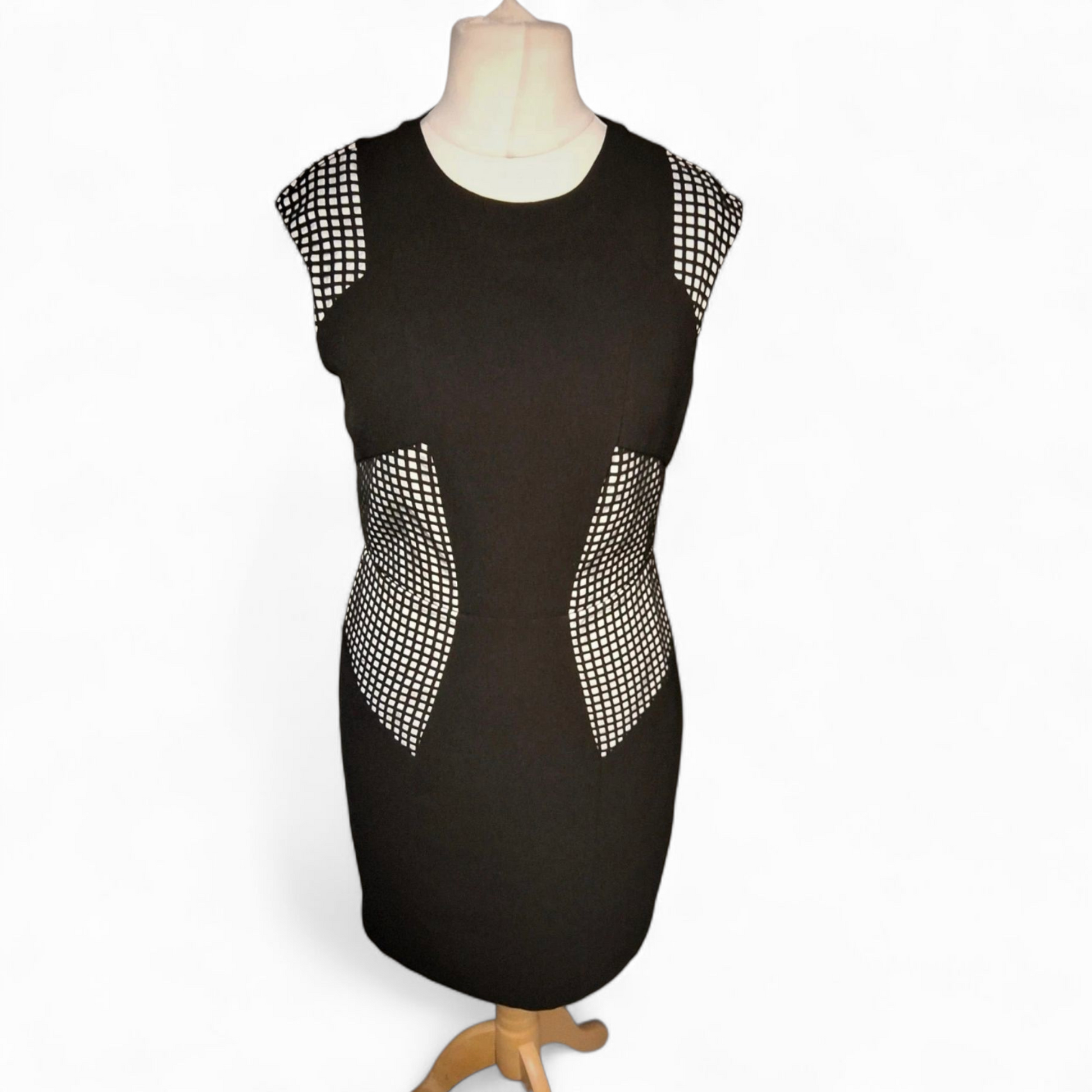 Warehouse Monochrome Illusion Panel Dress – Size 12 Office to Out Style