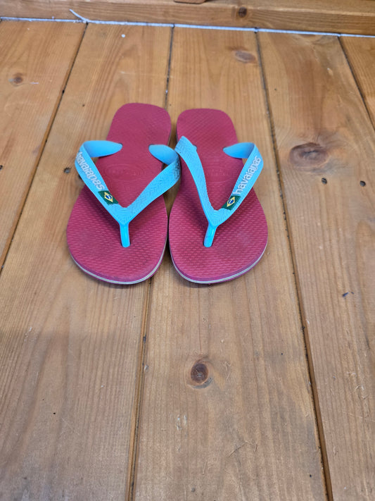 Havaianas Kids Flip Flops Size 12.5/13 – Mint Green & Pink, Comfy Fit, Durable, Light Marks