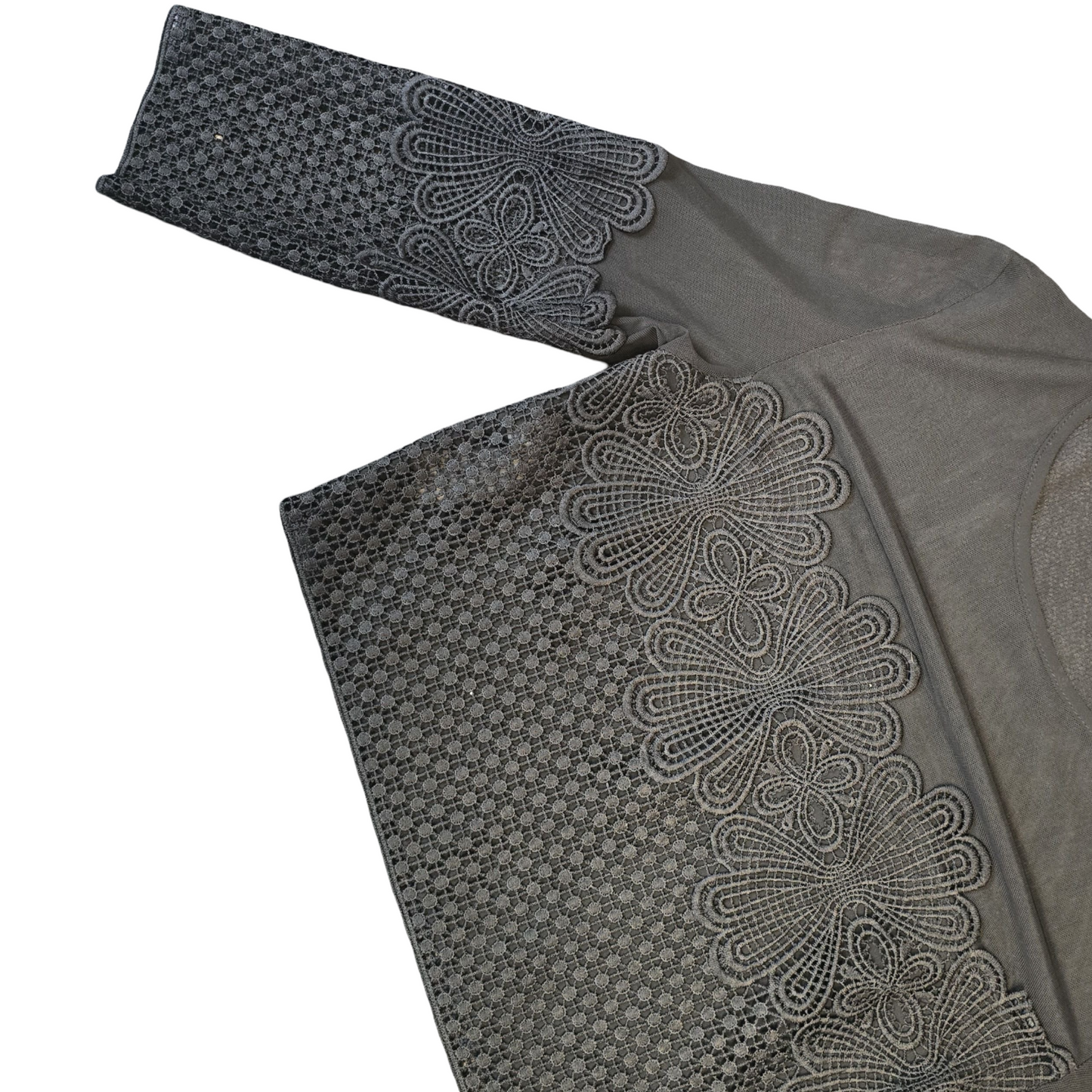 New Look Black Sheer Embroidered Crop Top Size 8 Causal