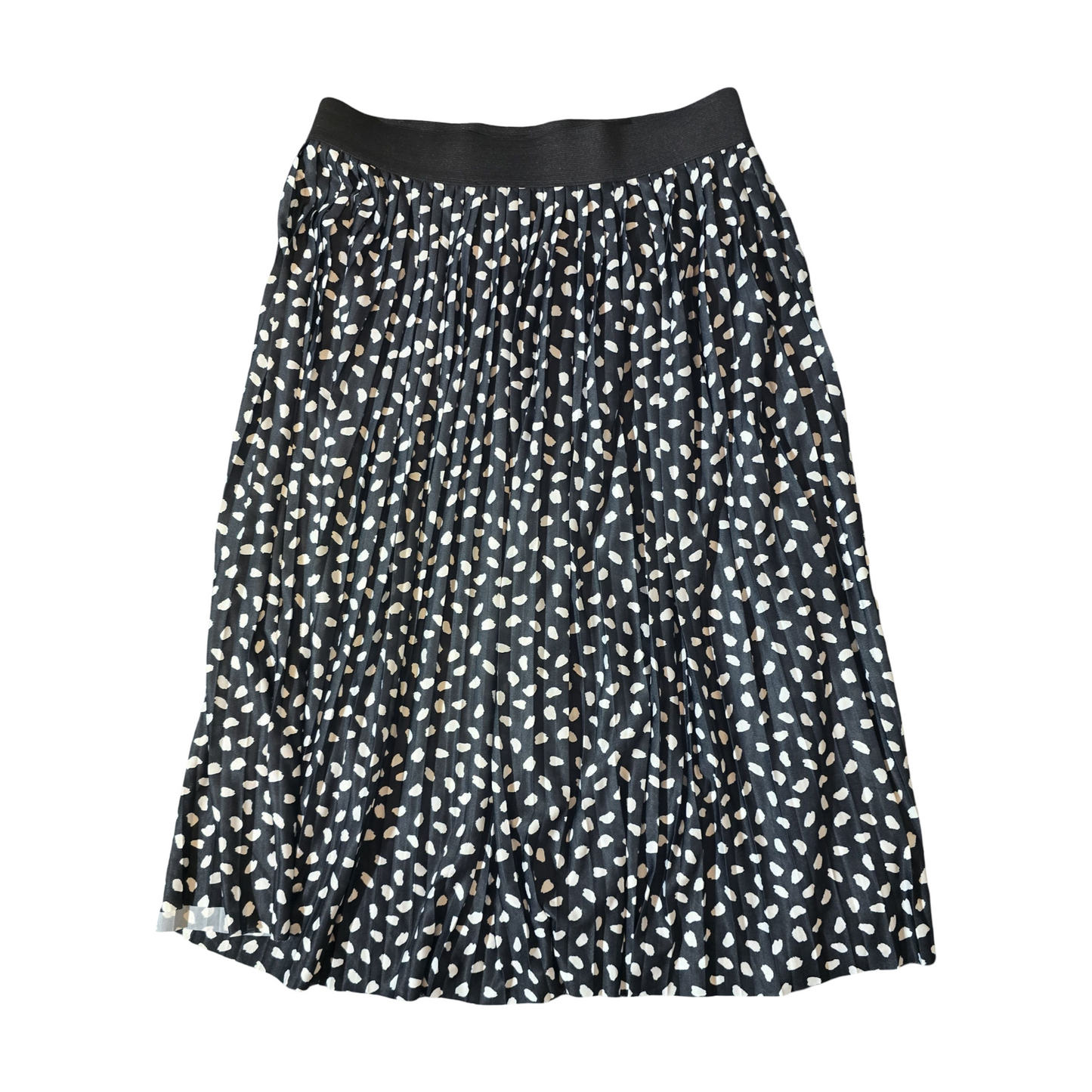 Lipsy Black & White Pleated Midi Skirt – Size 12 – Floaty, Spotty & Fabulous