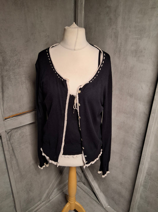Vintage 90s Laura Ashley Knitted Cami & Cardigan Set – Size 16
