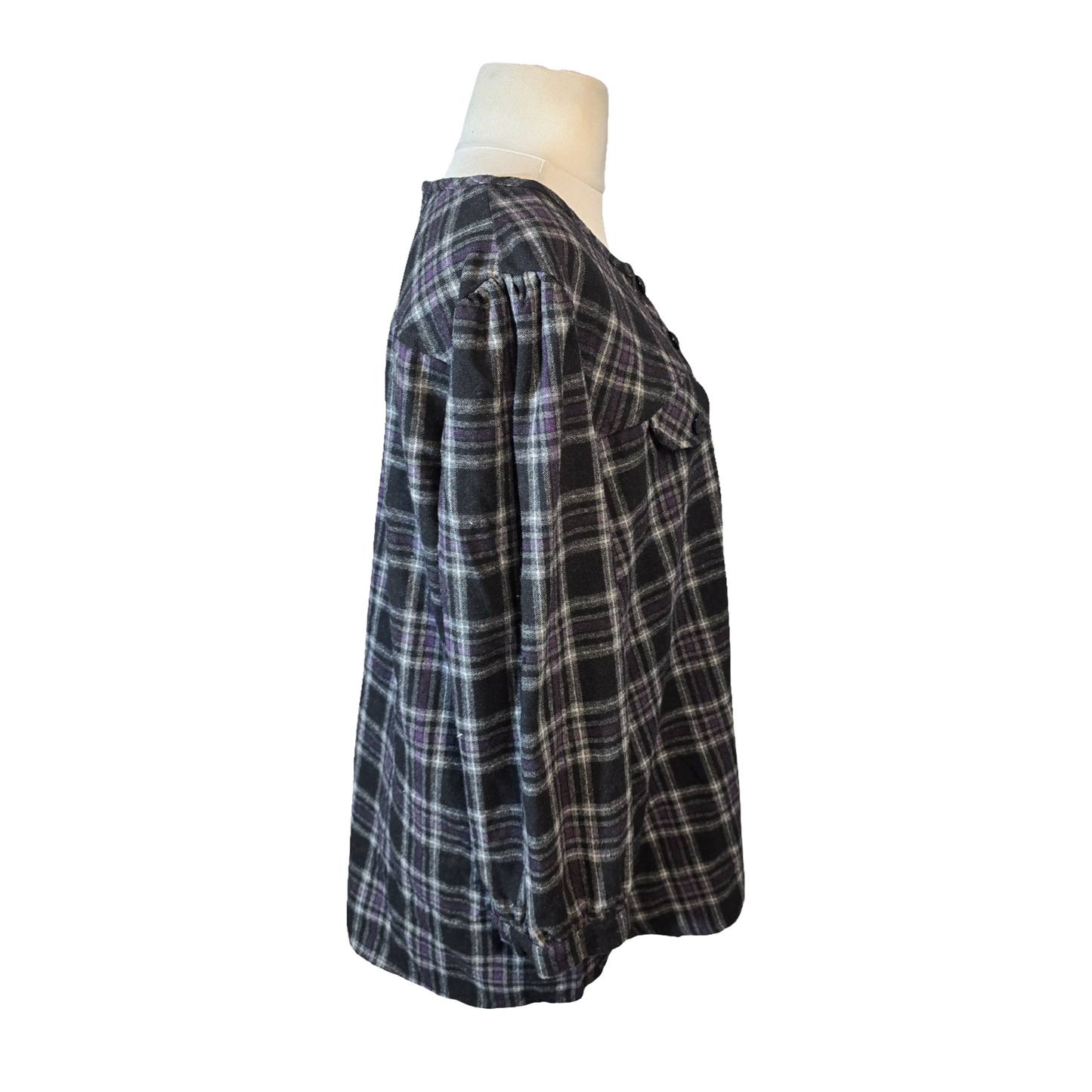 FD Joseph Black/Grey/Purple Check Blouse – Long Sleeve – Free Size