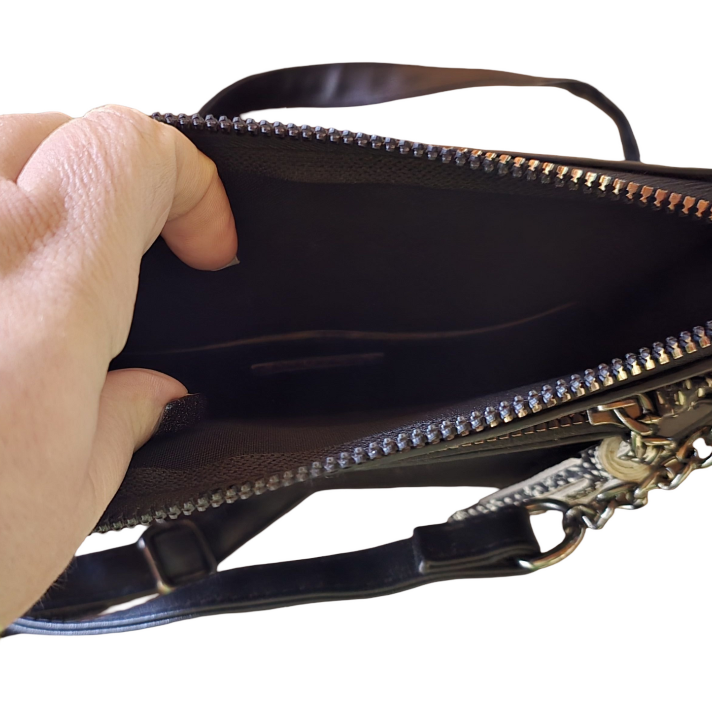 Primark Black Tassel Shoulder Bag – Adjustable Strap, Zip Close, Coin Purse, 22x18cm