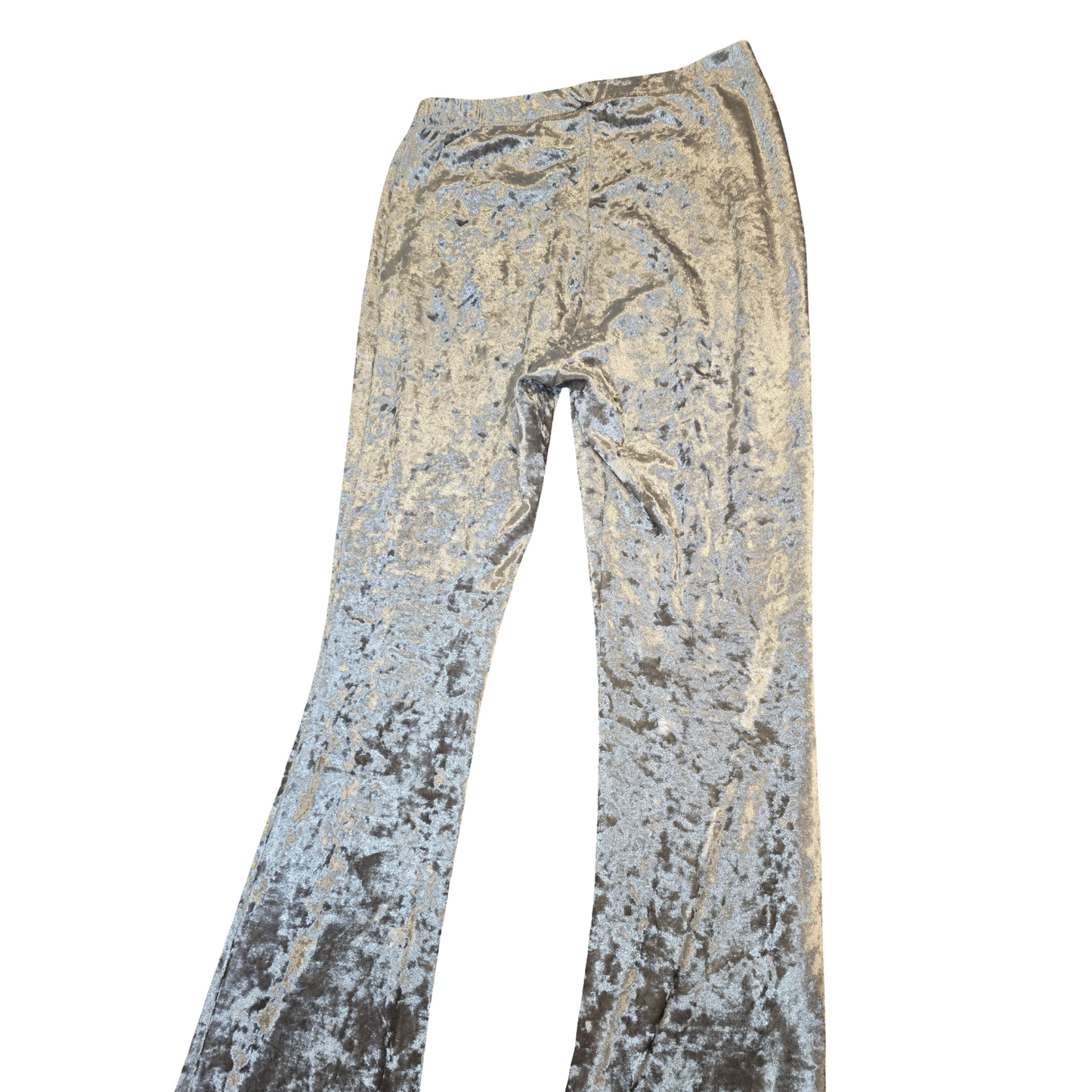 Topshop Silver Velvet Flared Leggings – High Waisted – Size 8