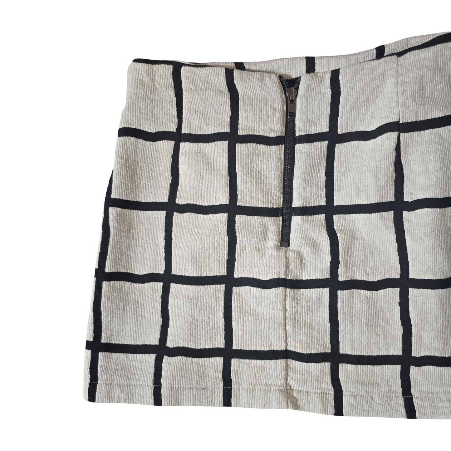 Topshop Grid Print Mini Skirt – Size 10 – Cotton Blend – Monochrome
