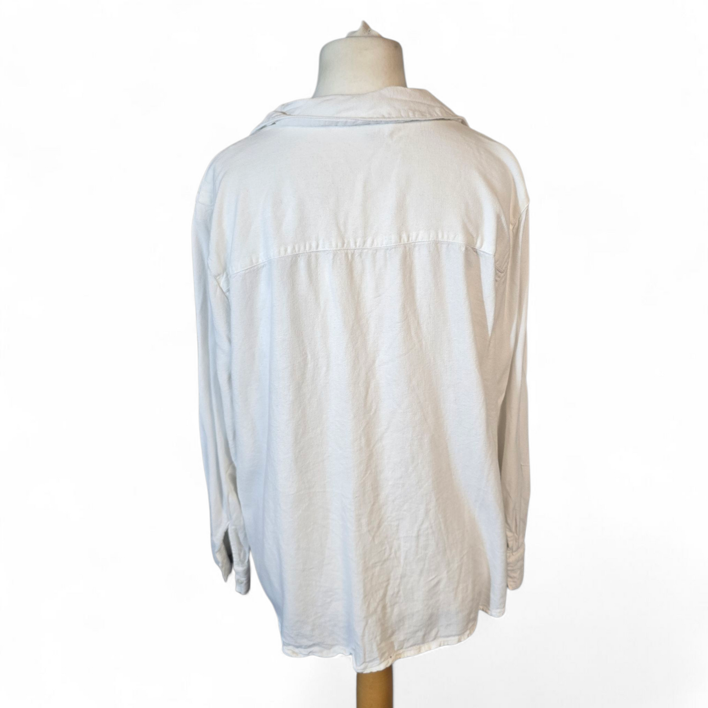 Bonmarché White Linen-Blend Shirt – Size 18 – Button Front with Chest Pocket