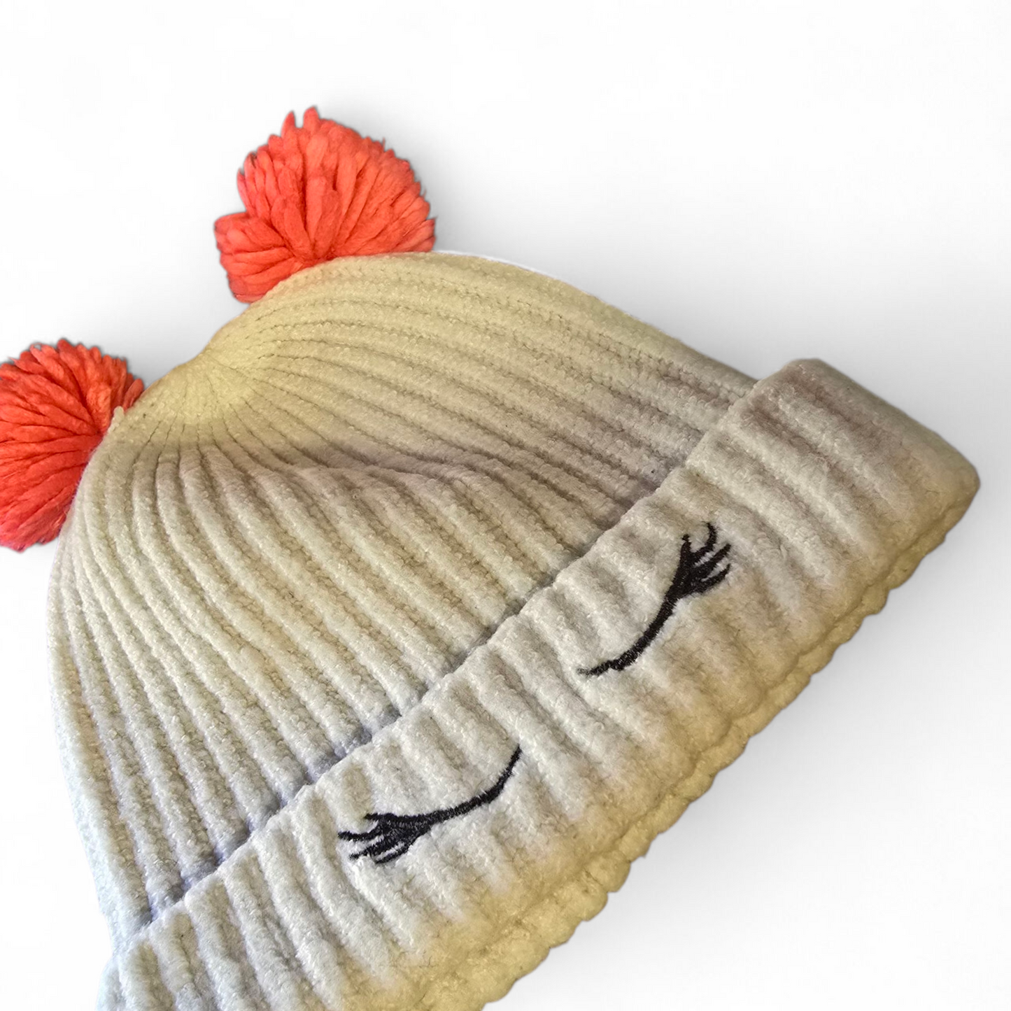 F&F Cream & Pink Knitted Winter Hat – Age 11–13 Years Girls