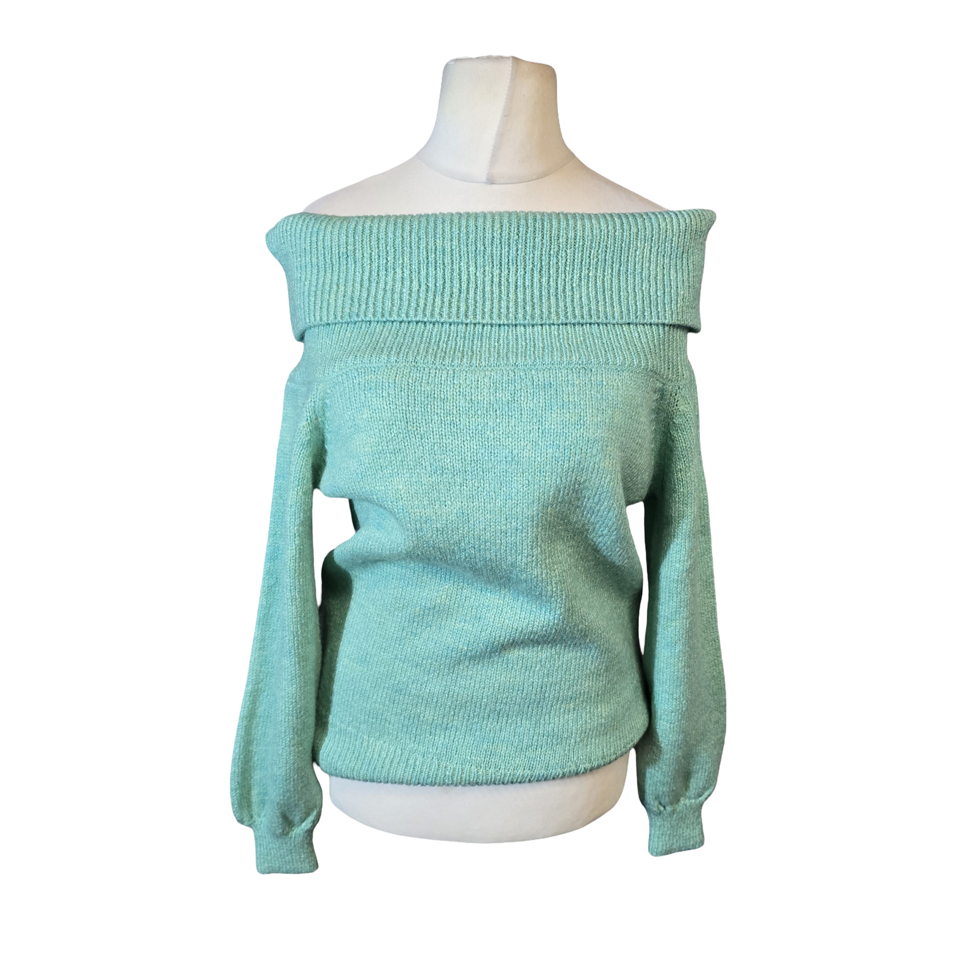 Tu Light Green Off-the-Shoulder Knitted Jumper – Size 10
