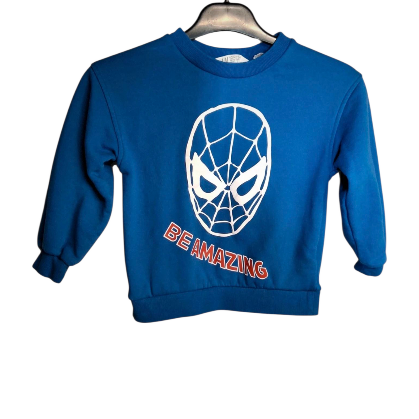 H&M Boys Spiderman Blue Jumper – Age 4-6 Years – Cotton Blend