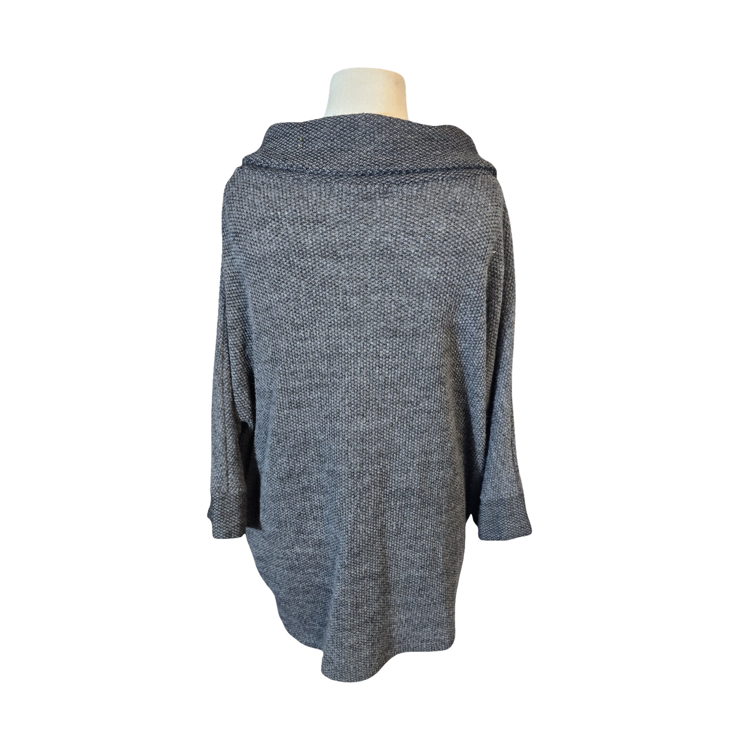Cerulean Collection Grey Relaxed Knit Cardigan – One Size – Pockets & 3/4 Sleeves