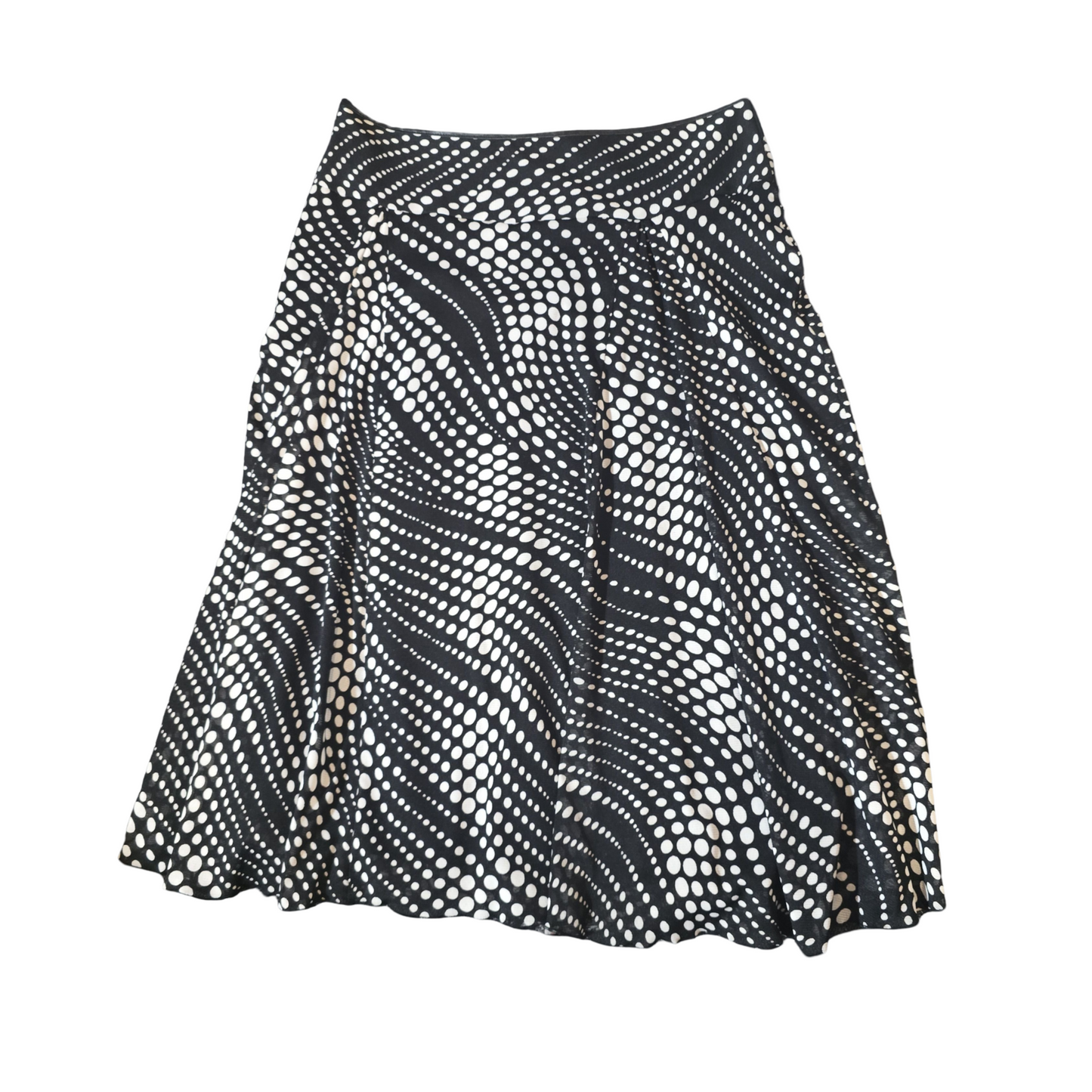 Wallis Black & White Polka Dot Flared Midi Skirt – Size 12