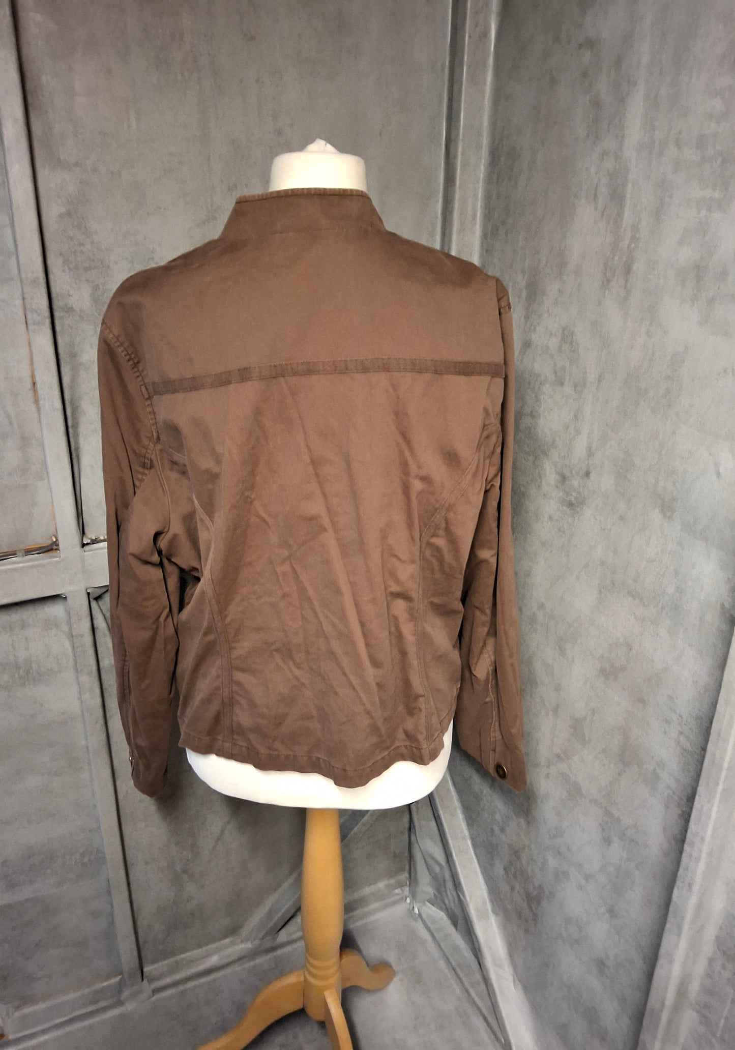 Marks & Spencer Collarless Taupe Blazer – Size Label 22, Fits UK 18/20