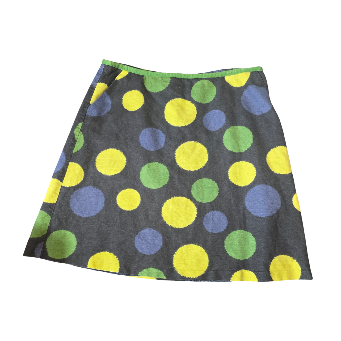 Laura Ashley Polka Dot Linen Blend A-Line Skirt with Pockets – UK 20