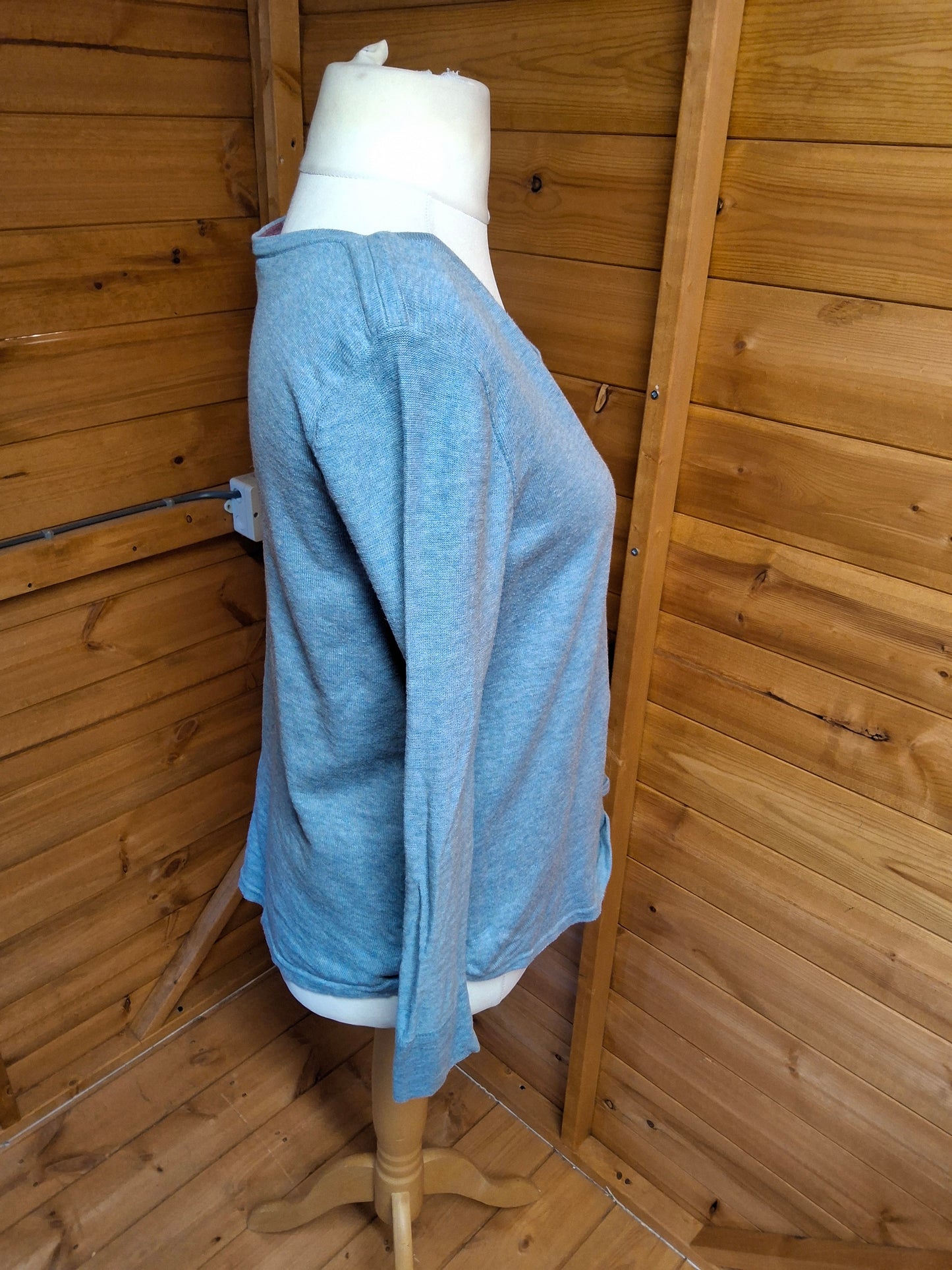 White Stuff Blue V-Neck Cotton Jumper Size 14