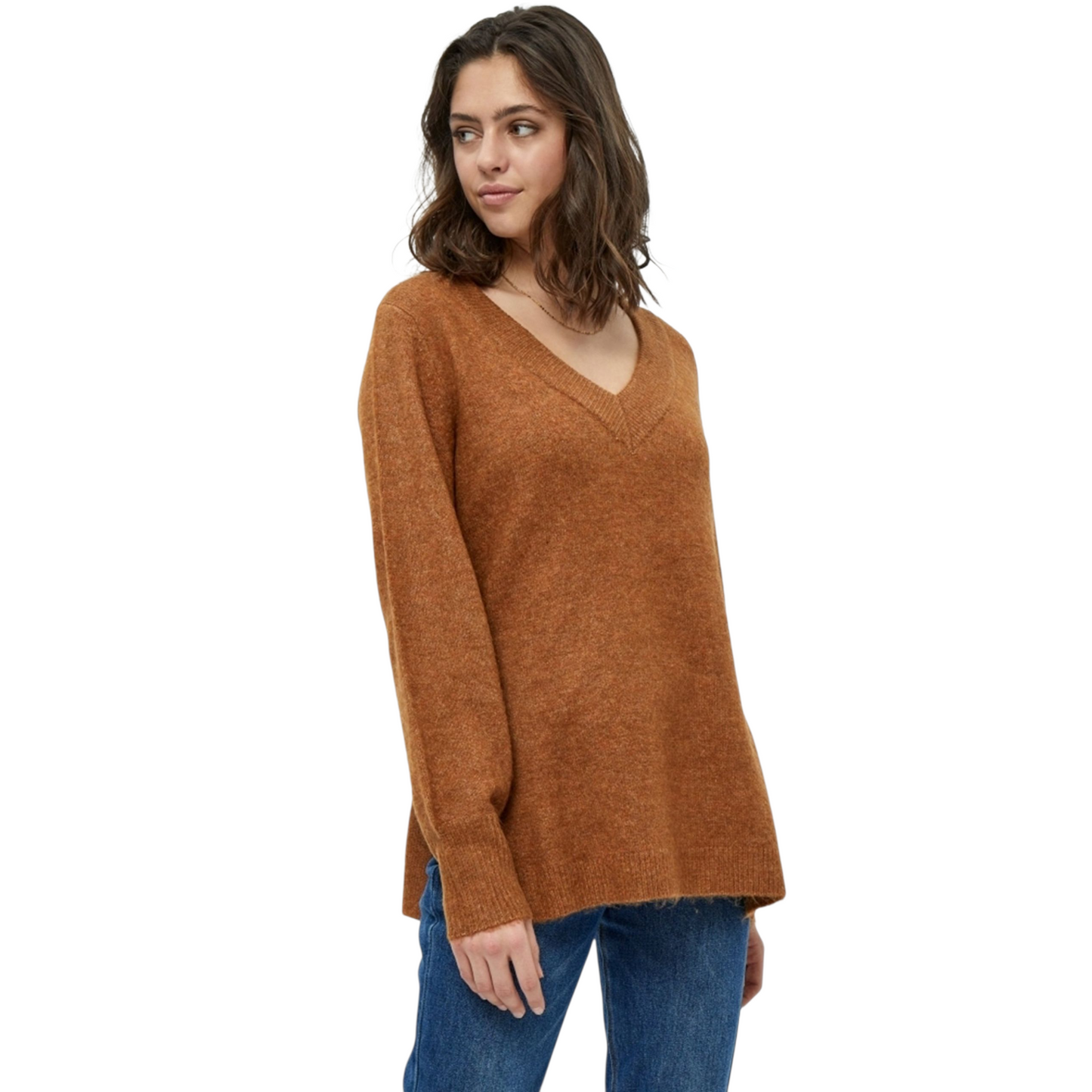 Peppercorn Brown V-Neck Jumper – Size XS (Would Suit size 6–10)