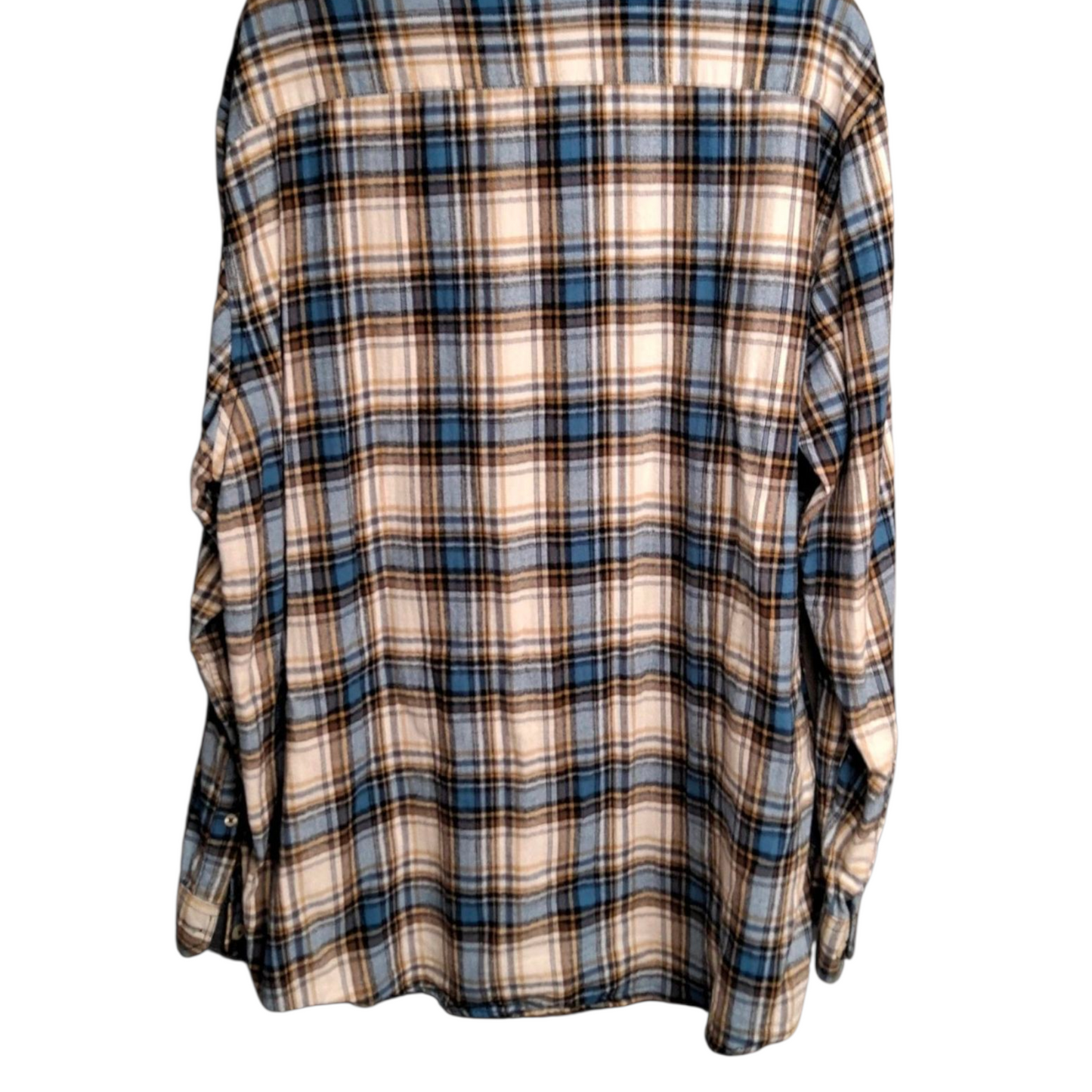 King’s Road Blue, Beige & White Checked Shirt – Men’s XL – 100% Cotton