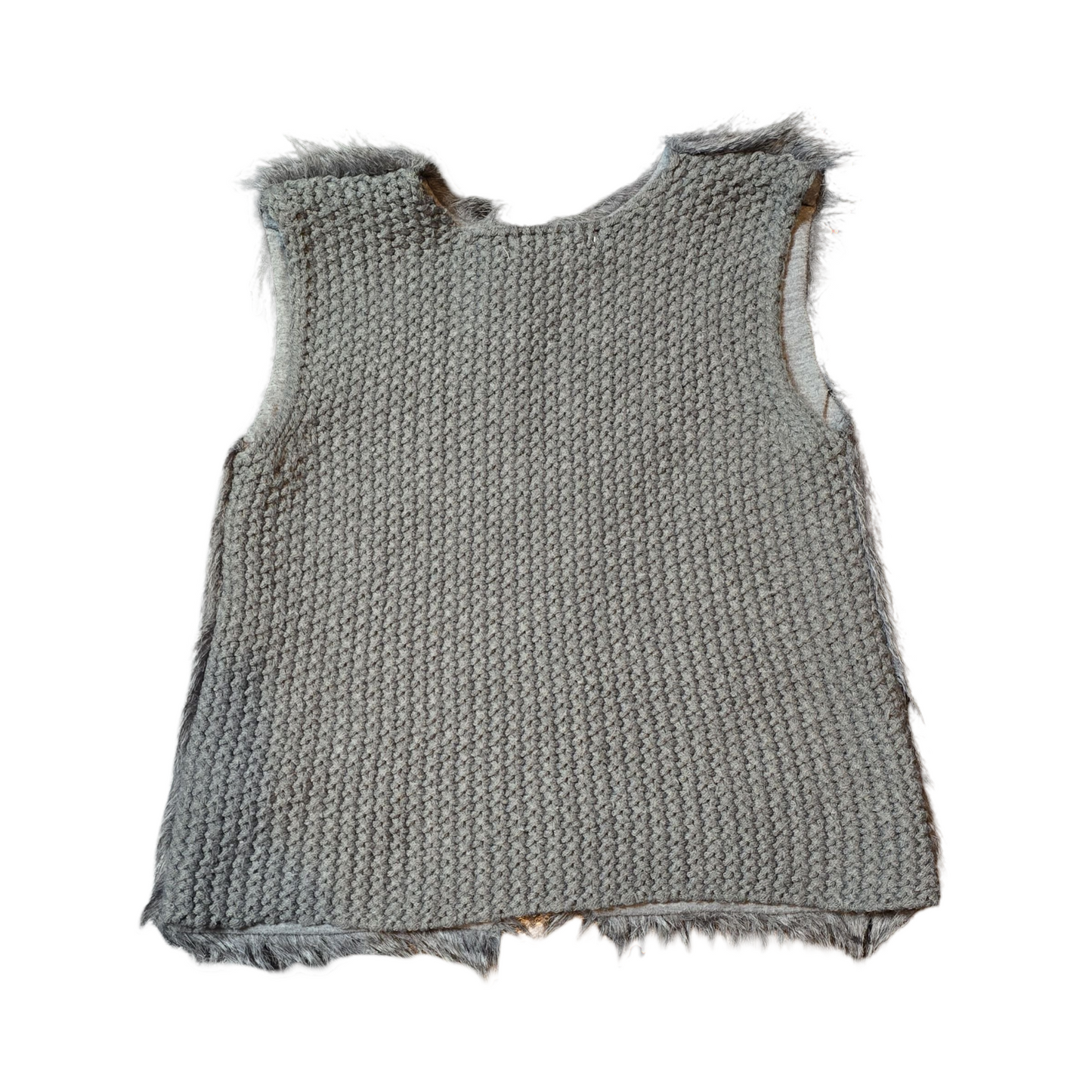 Primark Grey Faux Fur & Knit Gilet – Girls 5–6 Years – Sleeveless Open Front