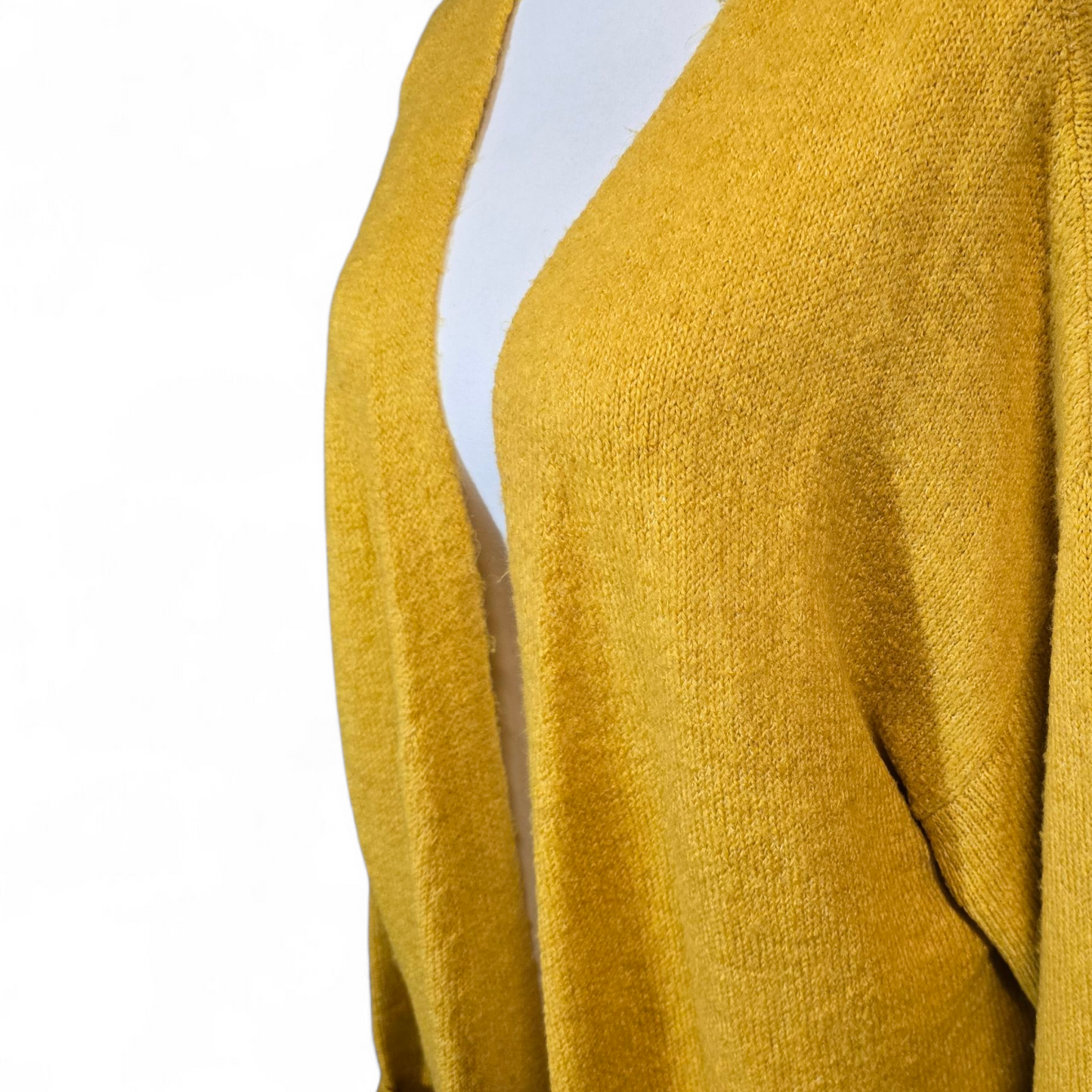 F&F Mustard Yellow Midi Cardigan – Size 20 – Open Front with Pockets