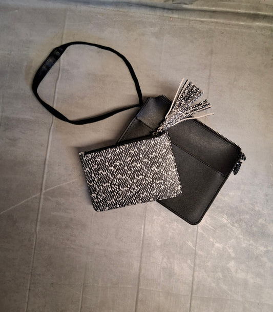 Primark Black Tassel Shoulder Bag – Adjustable Strap, Zip Close, Coin Purse, 22x18cm
