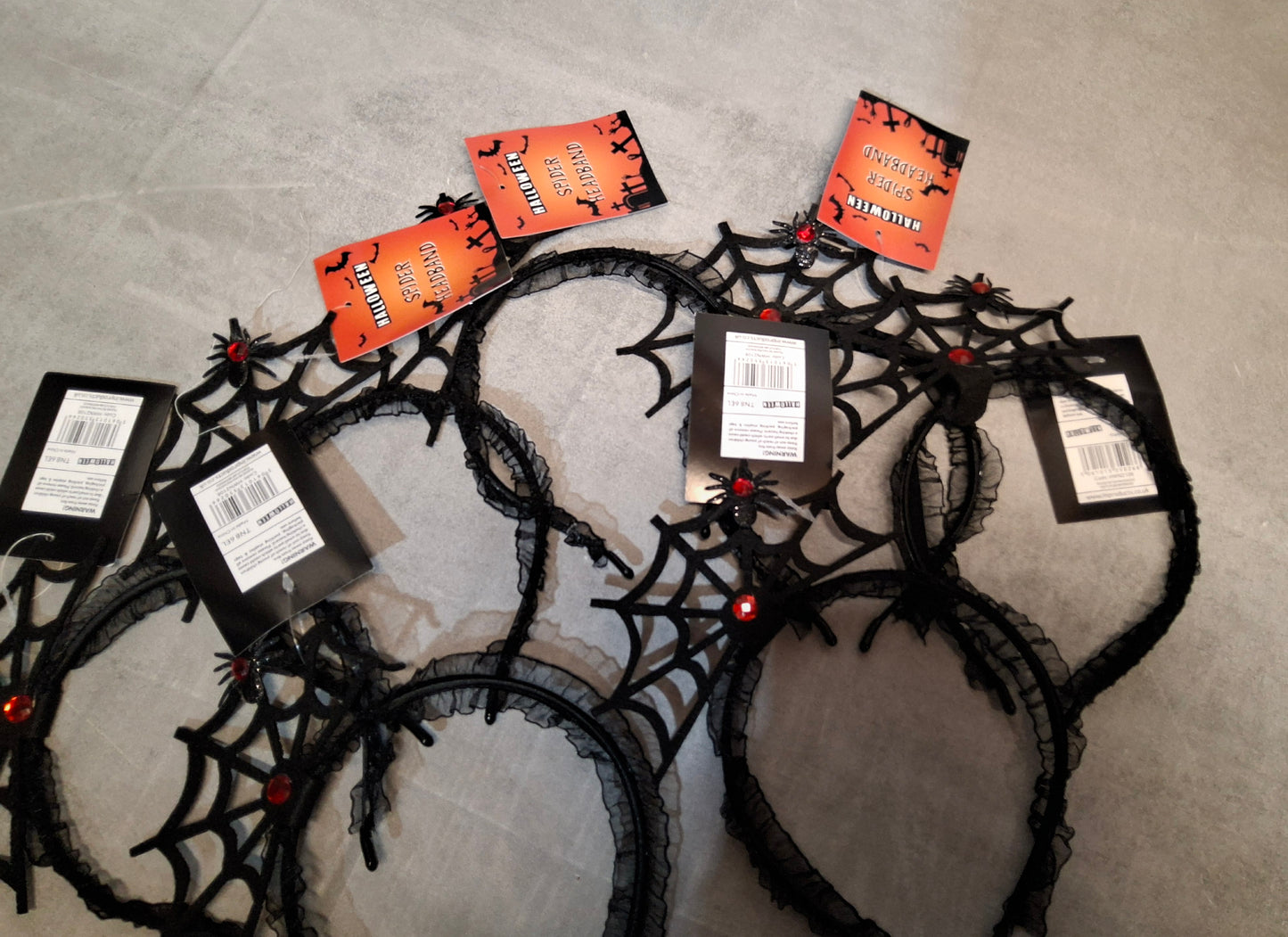 Bundle of 7 Halloween Spider Web Headbands – Black & Red – NWT Fancy Dress