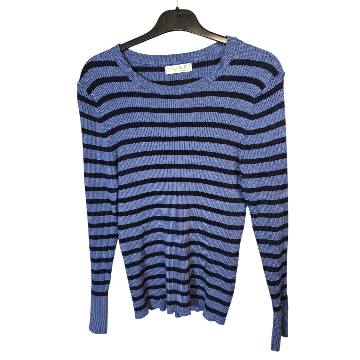 Primark Blue & Navy Striped Ribbed Jumper – Size 14/16