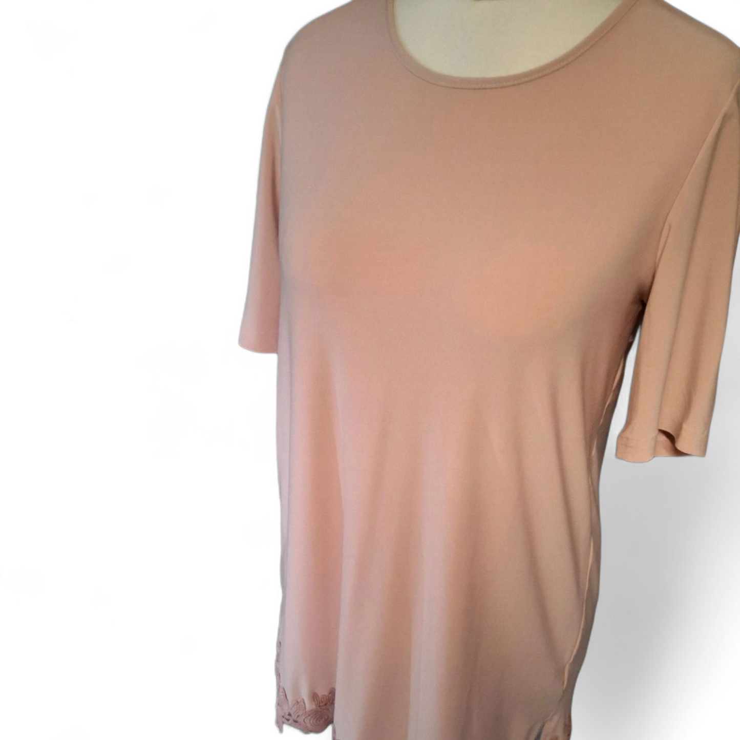 Nina Leonard Dusky Pink Lace Hem Mini Dress / Long Top – Size S (UK size 10/12)