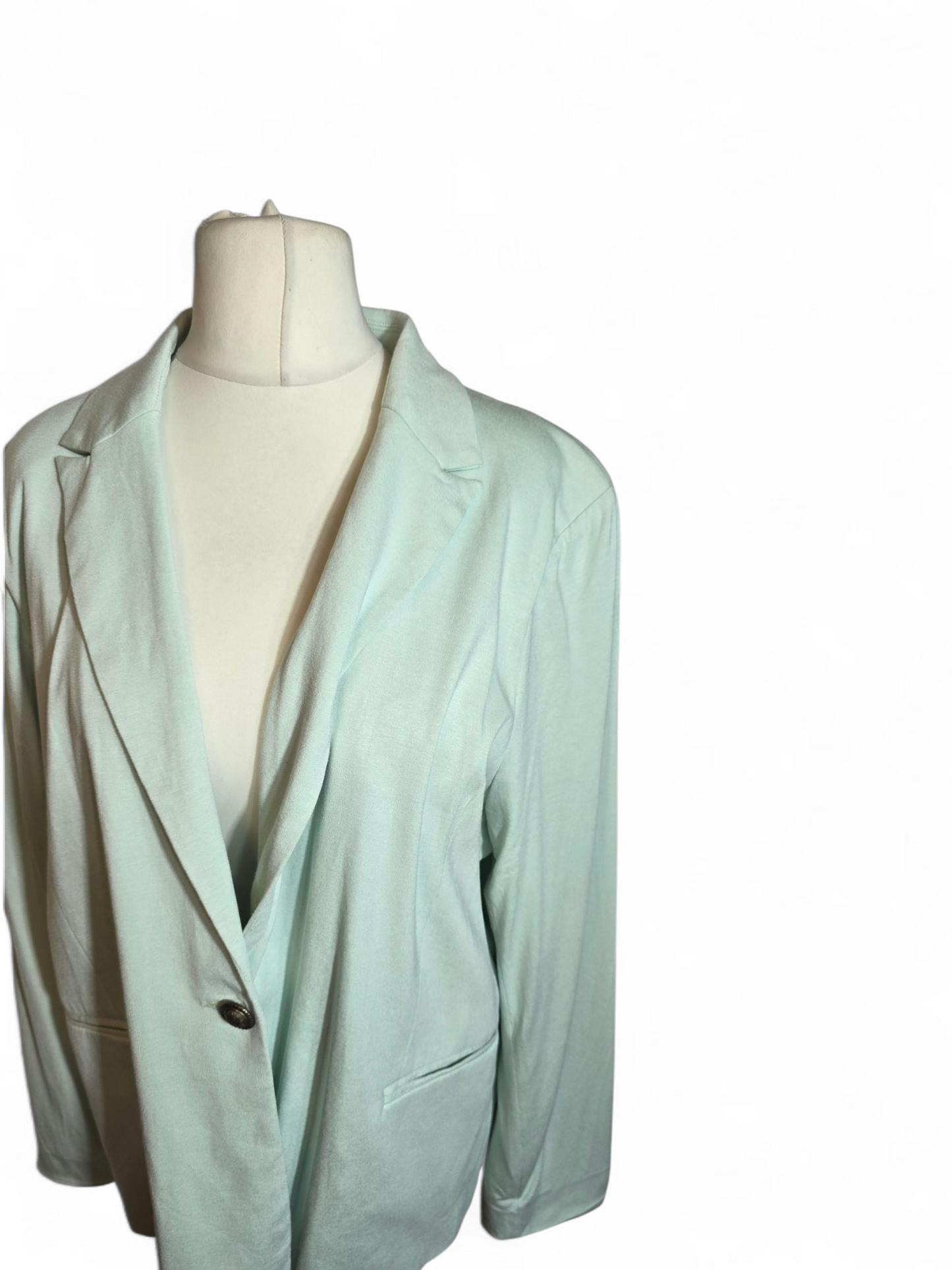Matalan Mint Green Blazer | Size 20 UK | Brass Button, Pinstripe Lining, Viscose
