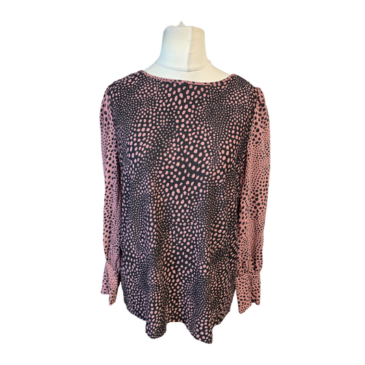 Next Polka Dot Blouse Size 16  Black & Pink Work Relaxed 