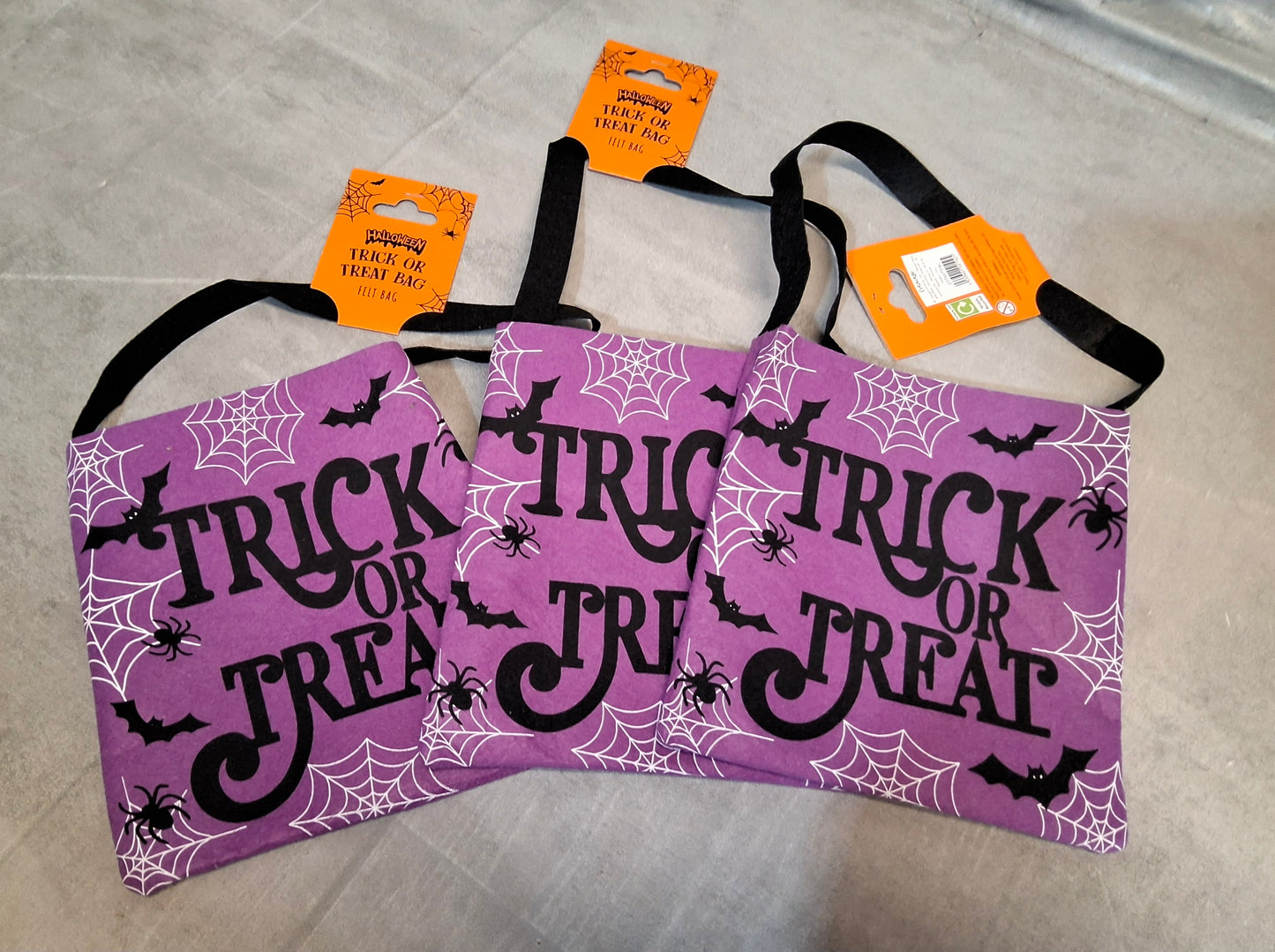 Bundle of 3 Purple Trick or Treat Bags – Halloween Tote Style – NWT 🎃🕸️