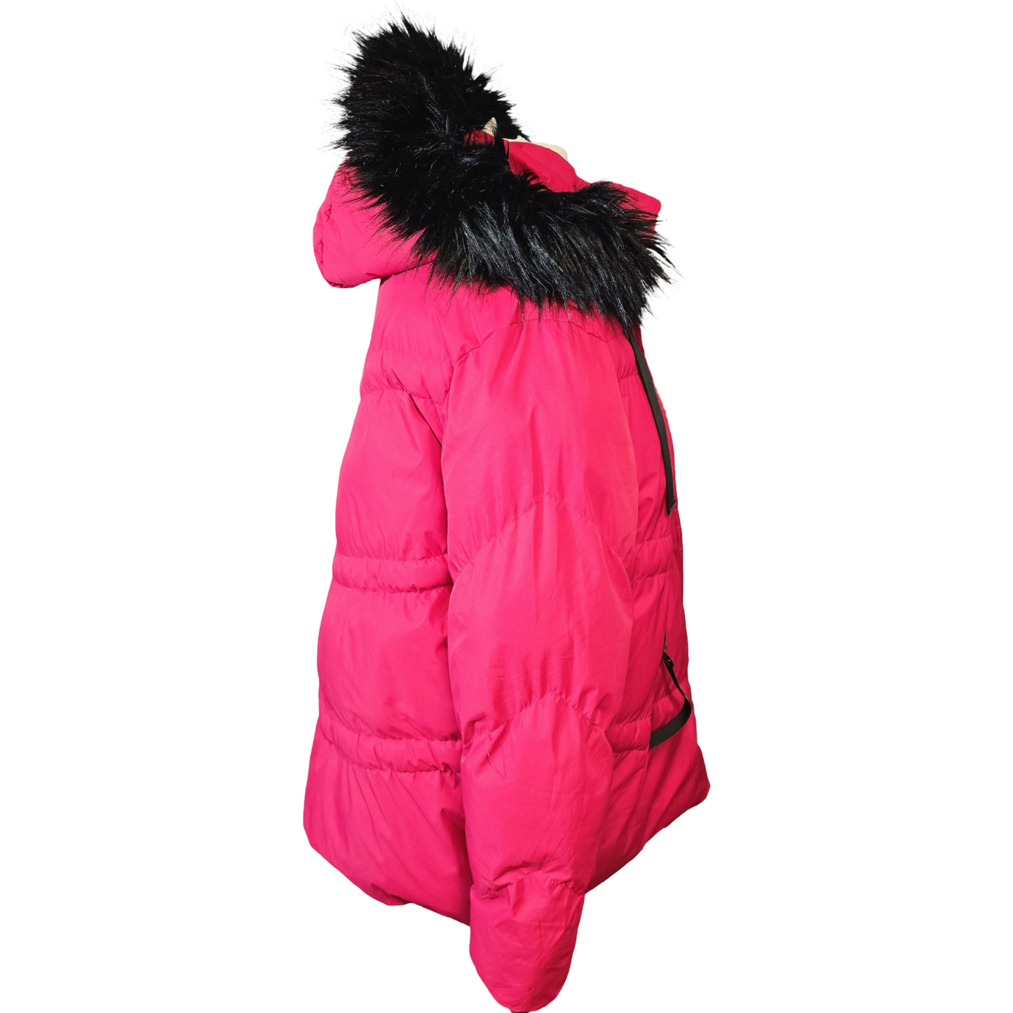 Saint & Sinner Red Puffer Midi Coat – Faux Fur Hood – Size 20