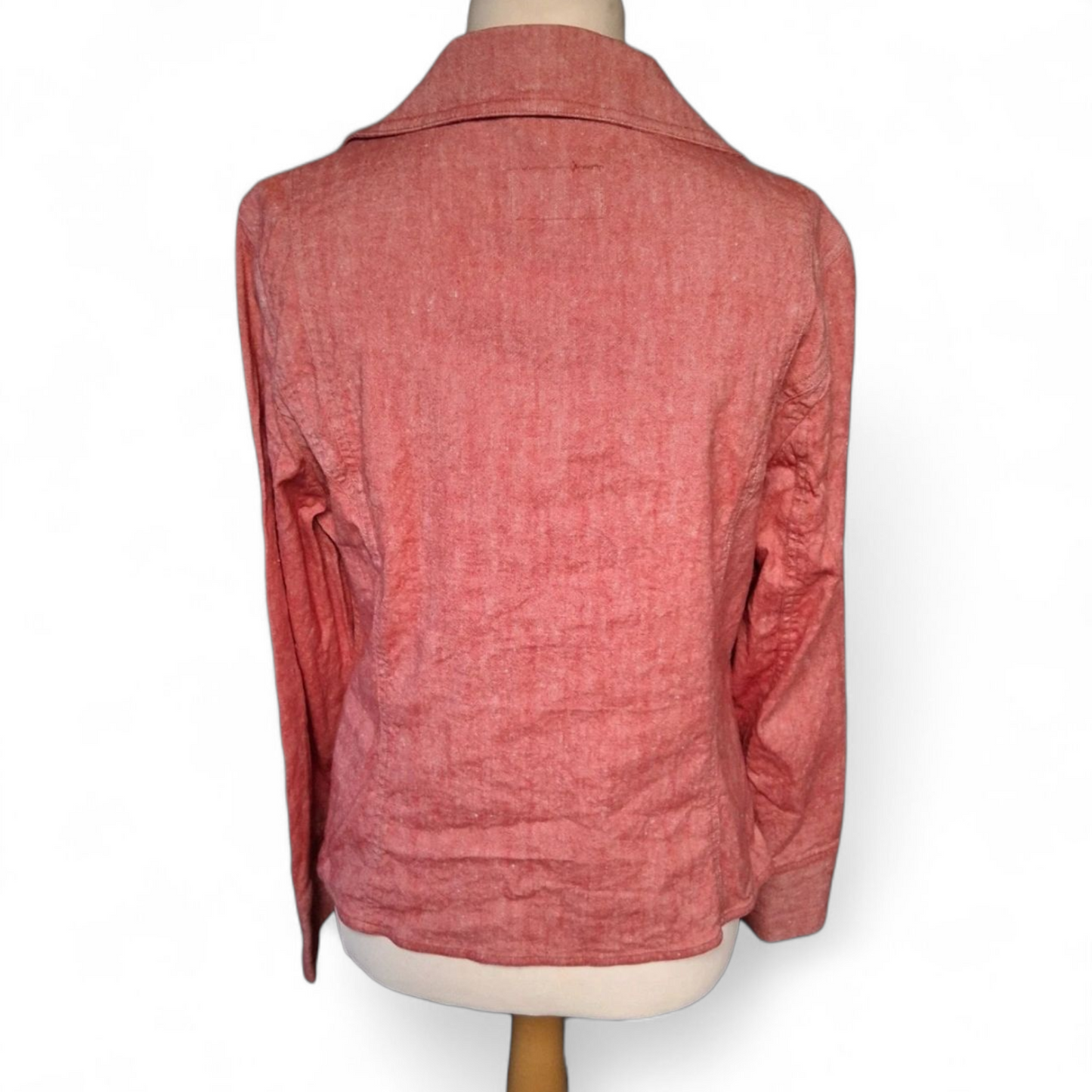 Per Una Red Linen Cotton Blazer UK 16 | Lightweight Tailored Jacket Smart Casual Spring Layer