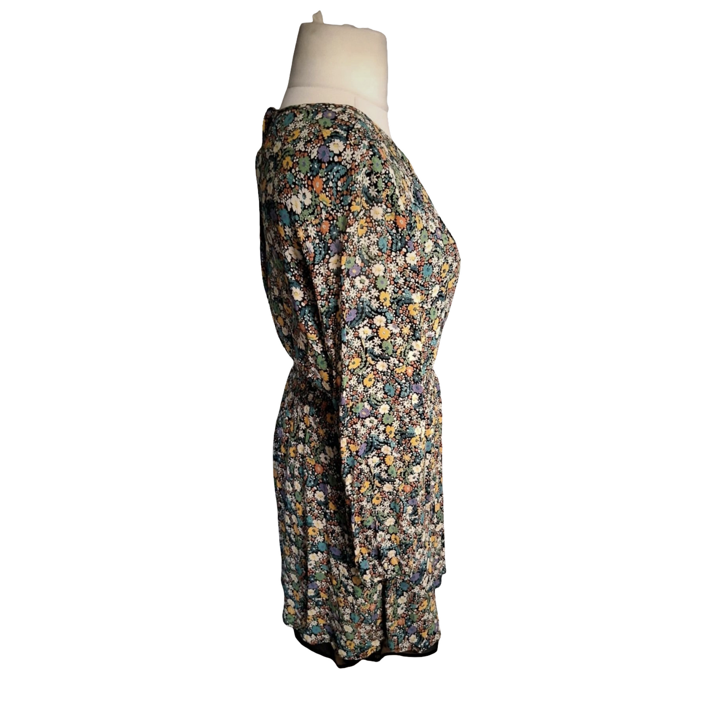 Next Multicoloured Floral Long Sleeve Knee Length Dress – Size 10