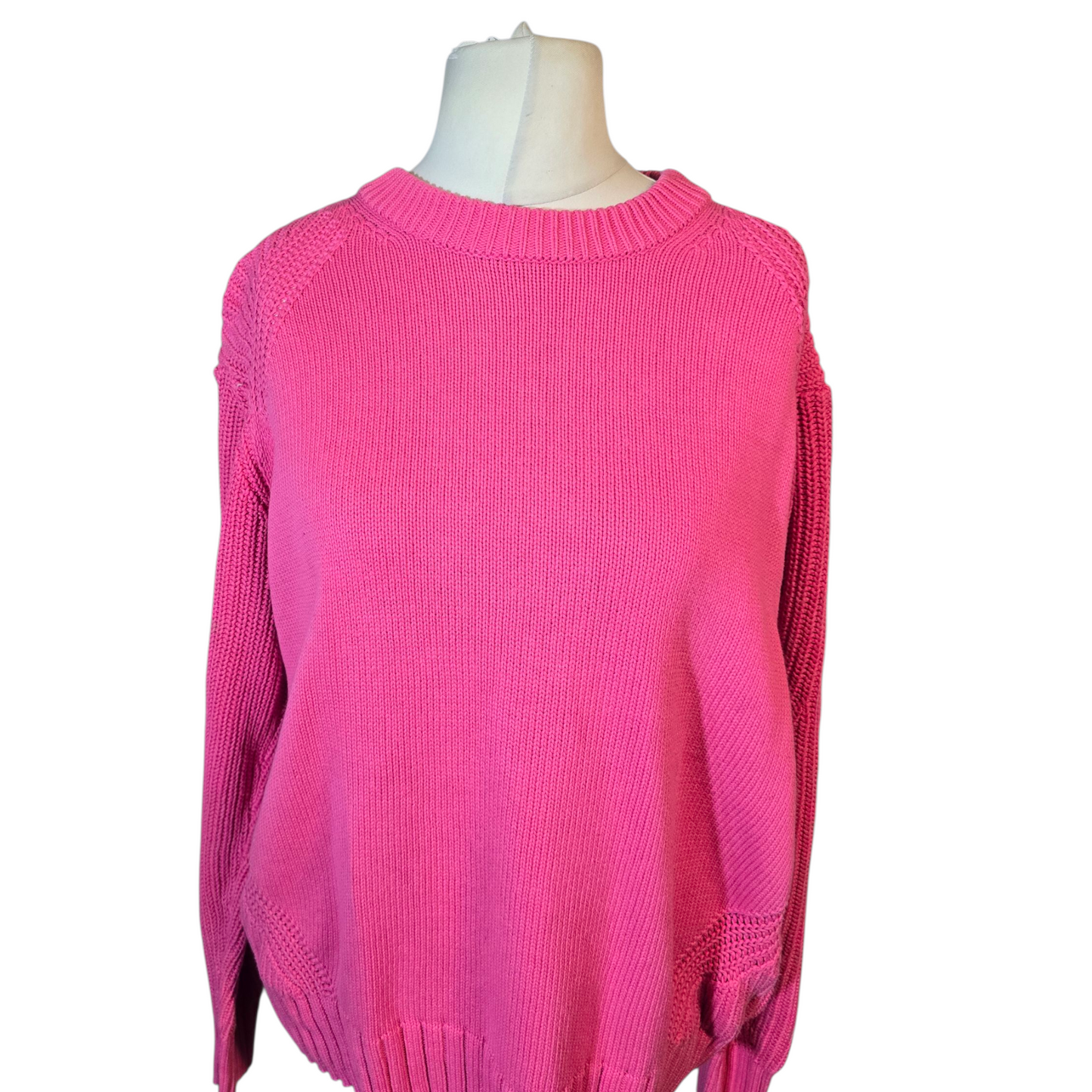 Marks & Spencer Bright Pink 100% Cotton Knit Jumper – Size L (UK size 14/16)