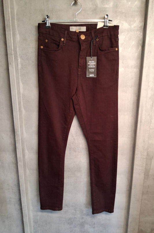 Topshop Moto Jamie Burgundy Skinny Jeans – W28 L30 | High Waist | Ankle Grazer | NWT