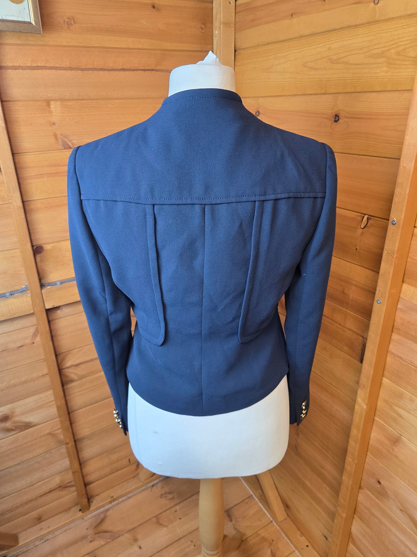Autograph Navy Blazer Size 10 – Military Style, Lined, Button Front, Chain Detail, Tailored Fit