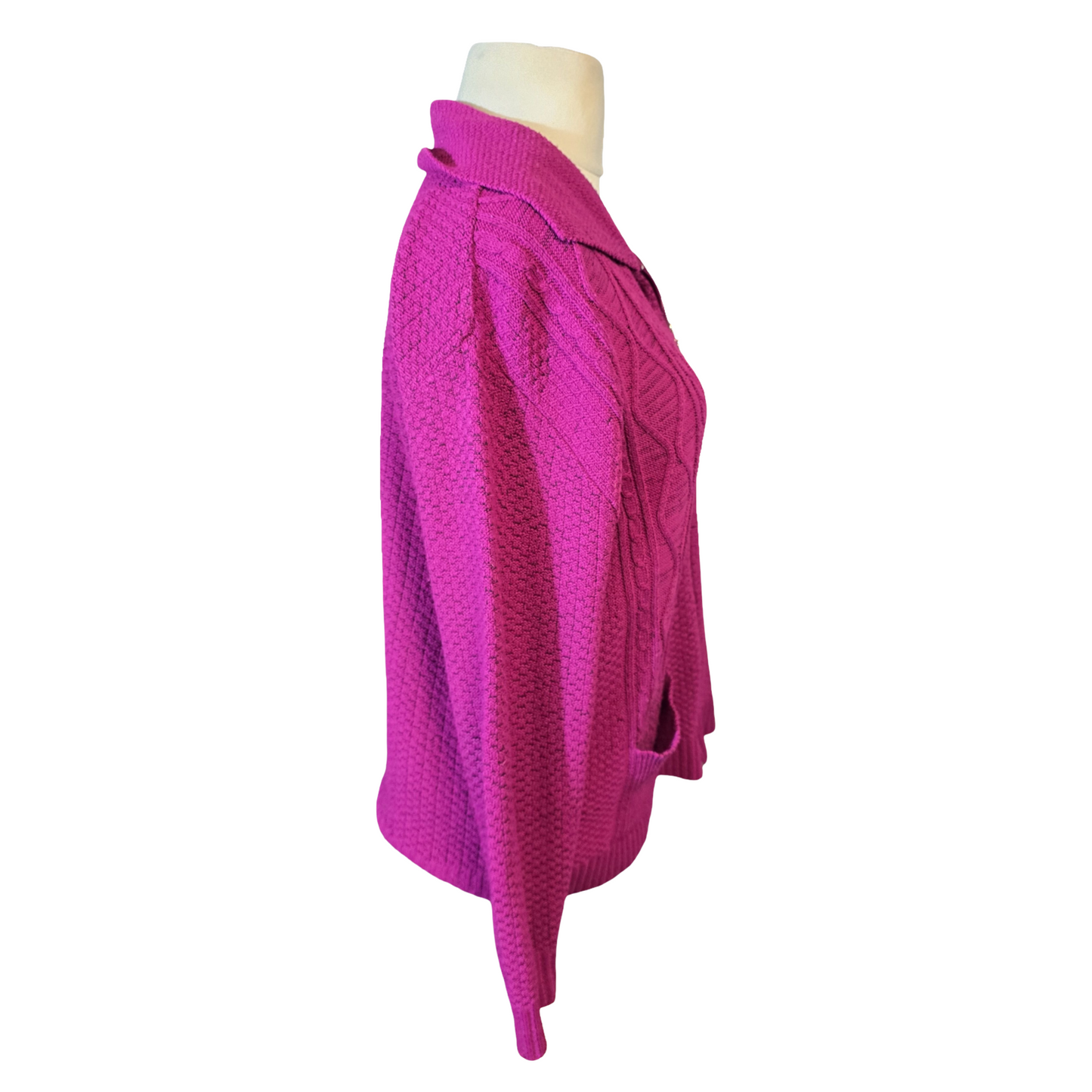Glimpse Purple Knitted Collared Zip-Up Cardigan – L/XL (size 16/18)