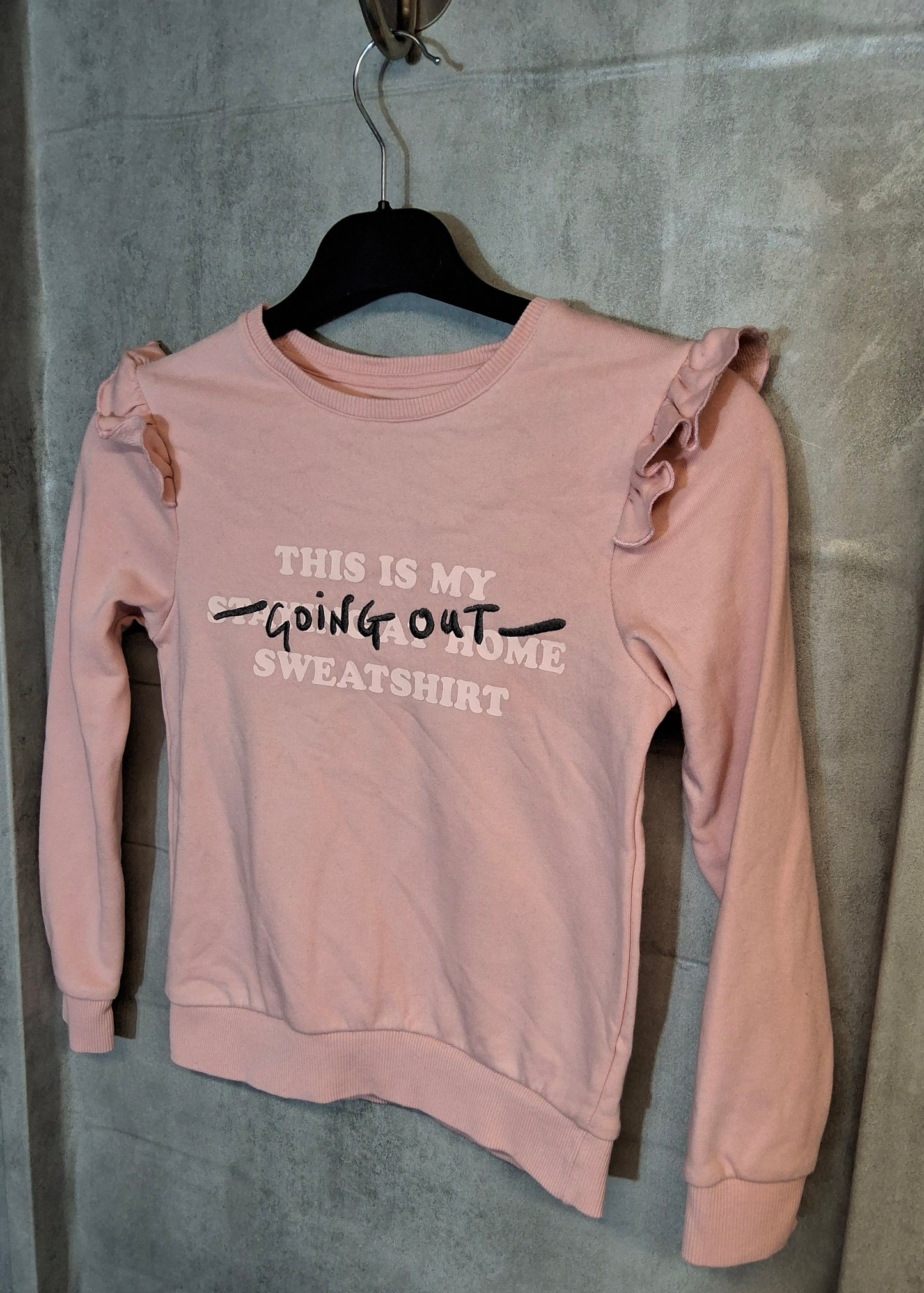F&F Girls Pink Frill Sweatshirt – Age 7-8 Years – Cotton Blend