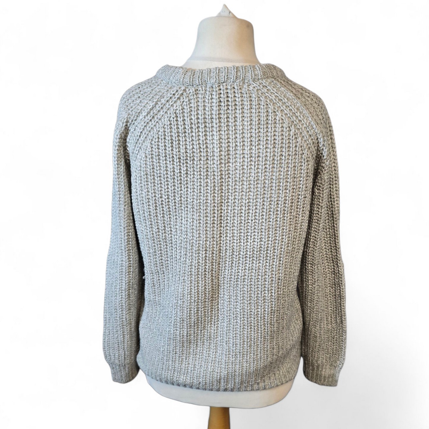 Primark Grey Knit Jumper – Plait Detail, Size 12