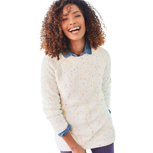 Cotton Traders Cream Speckled Knit Jumper – Size 22 – Relaxed Fit