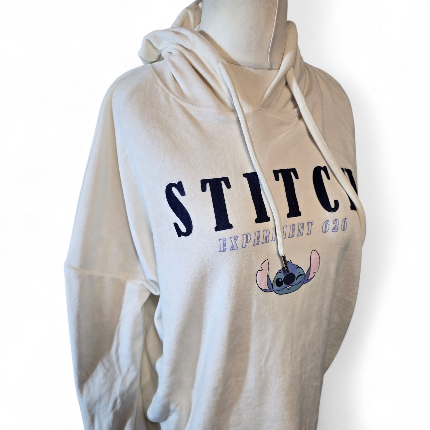 Primark Disney Cream Stitch Fleece Jumper – Oversized Hoodie, Longer Length – Size 10/12