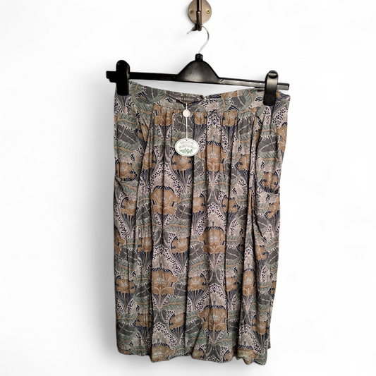Laura Ashley Green Grey Floral Print Skirt – Size 12 – Viscose Lined