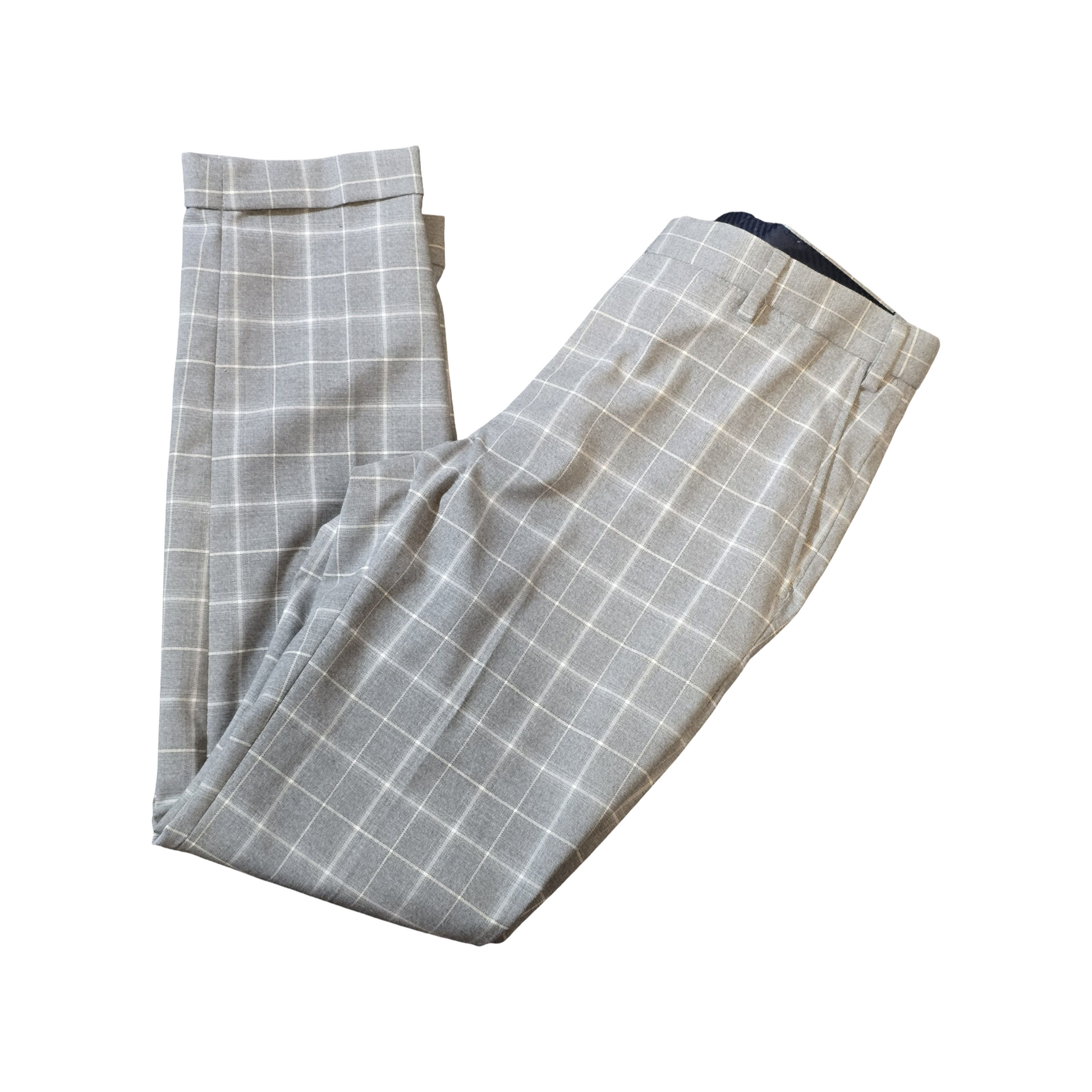 Next Men’s Grey Check Tailored Trousers – Slim Leg – W30