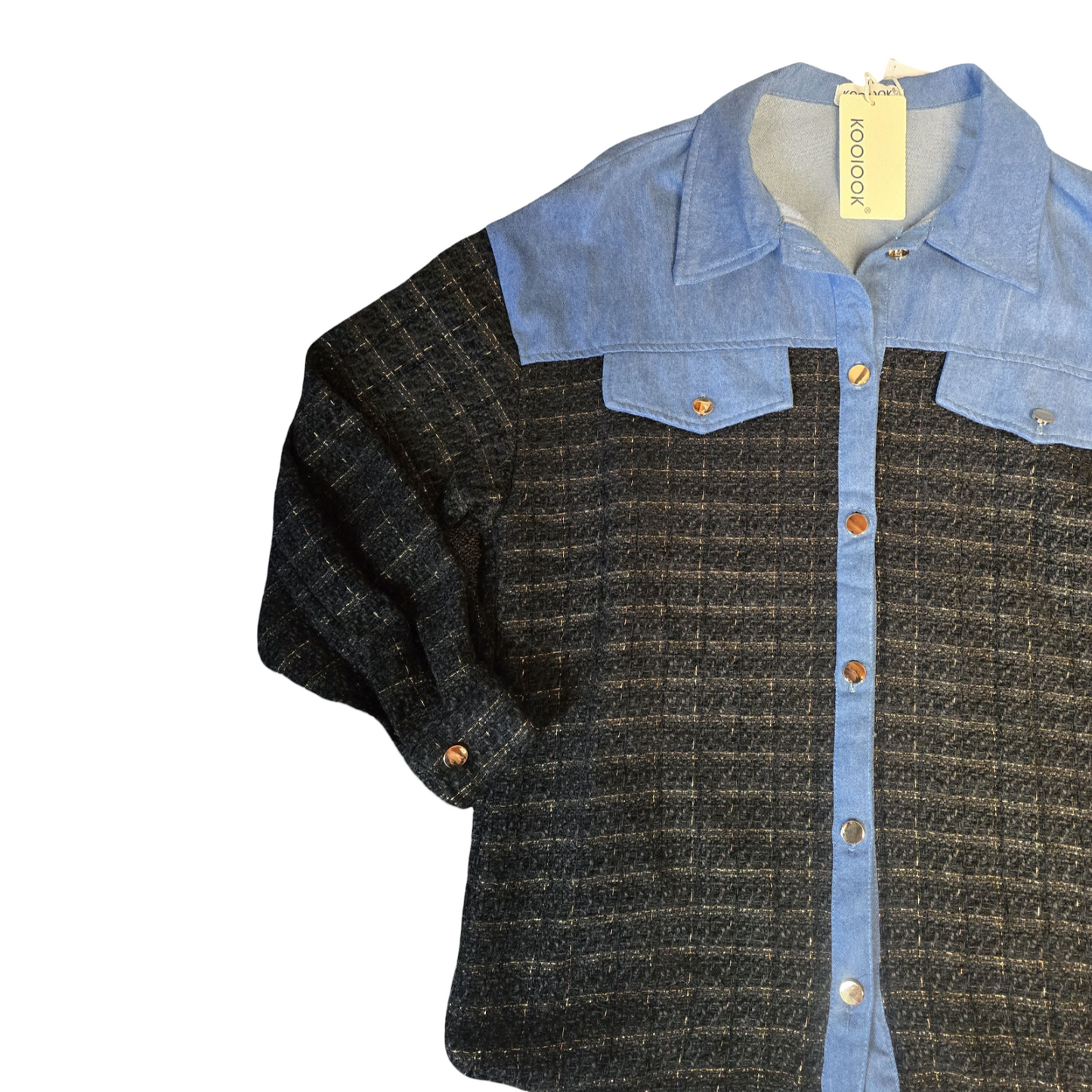 Koolook Shirt Blue & Black Med Size 12/14 Denim Everyday NWT