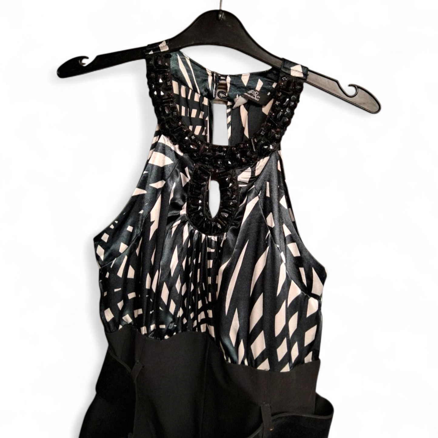 Julien Macdonald Black & White Halterneck Jumpsuit – Size 10