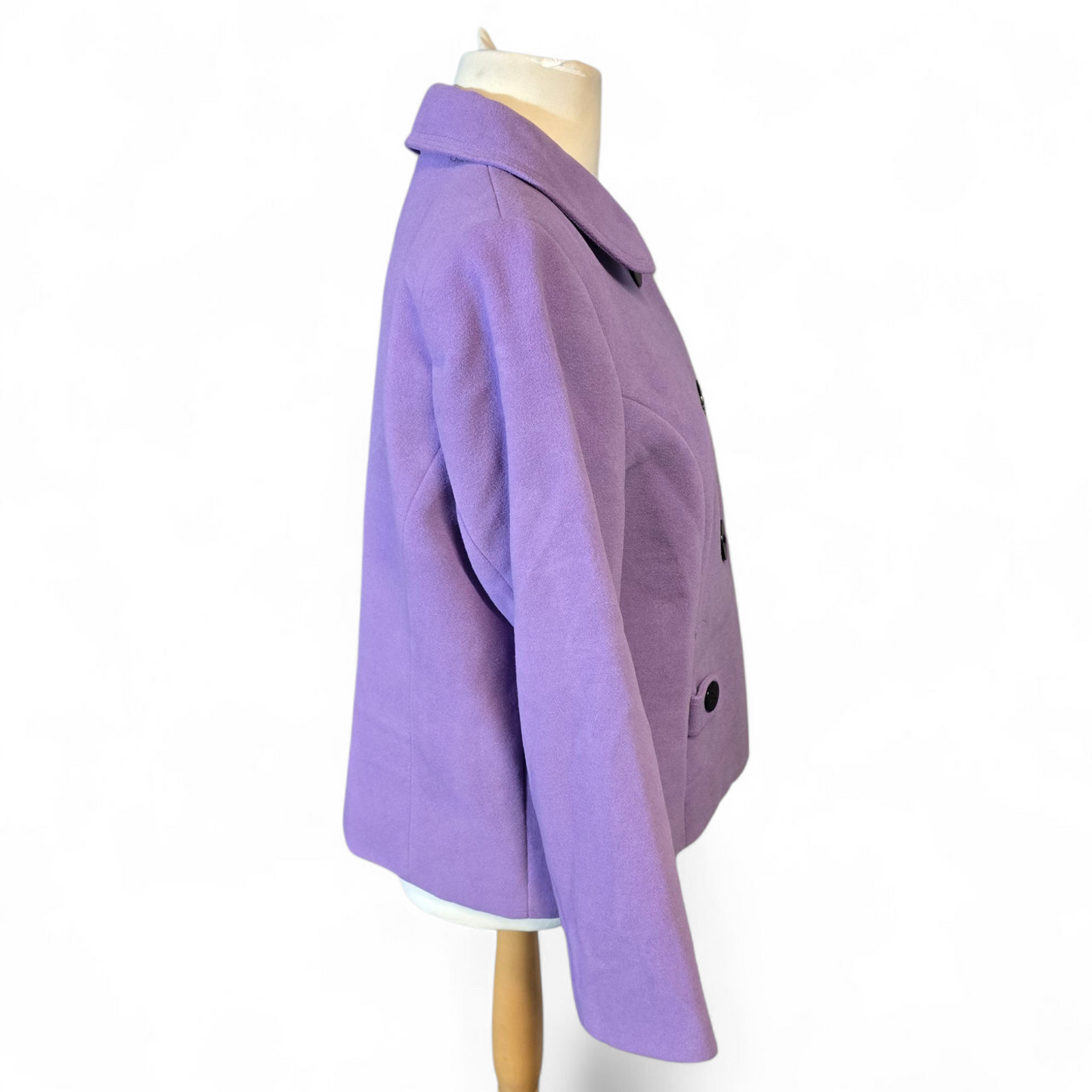 BM Lilac Pea Coat – Size 16 – Button Close & Pockets
