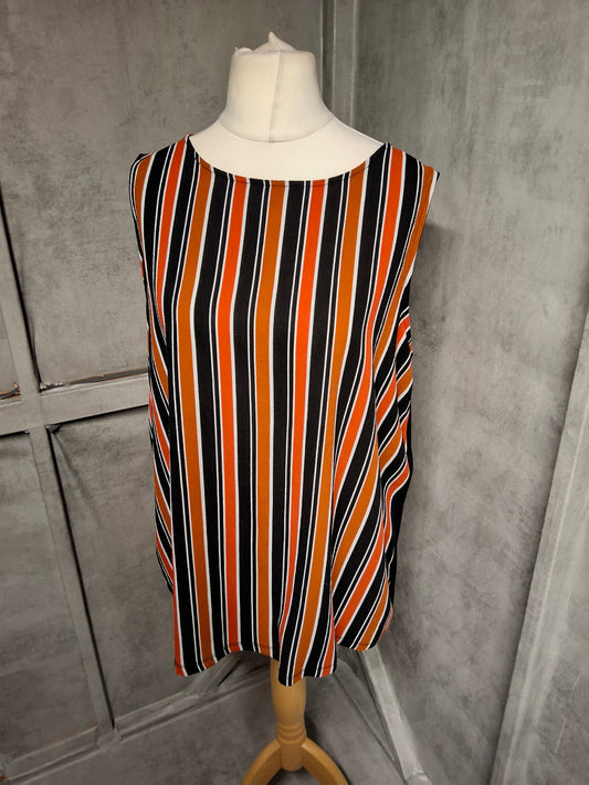 Matalan Burnt Orange Stripe Sleeveless Top – Size 20