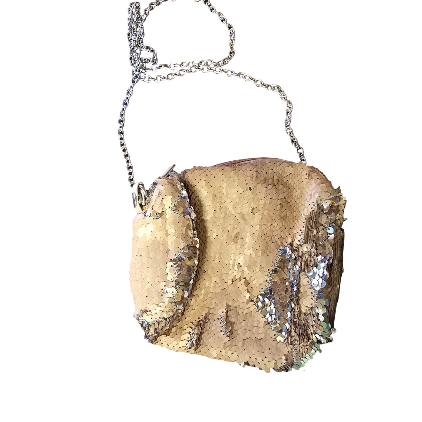 Primark Girls Rose Gold Sequin Bag – Detachable Chain Strap