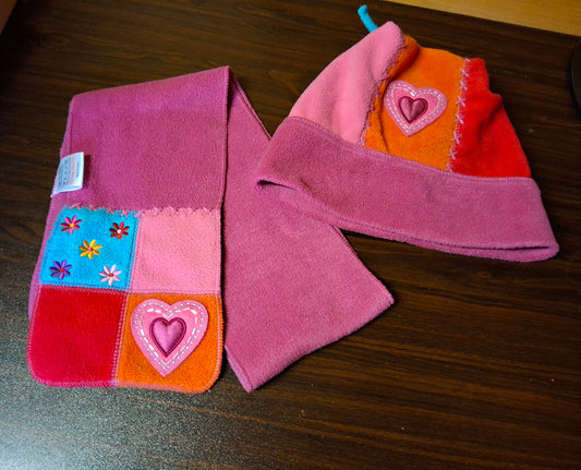 Girls Pink Fleece Hat & Scarf Set – Age 6–8 Years – No Brand