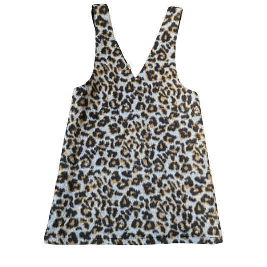 Tu Girls Fleeced Animal Print Pinafore Dress – 7 Years