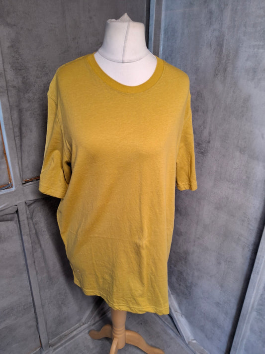 Thought Mustard Yellow Oversized T-Shirt NWT – Size L (UK 12–16) Hemp Cotton Blend
